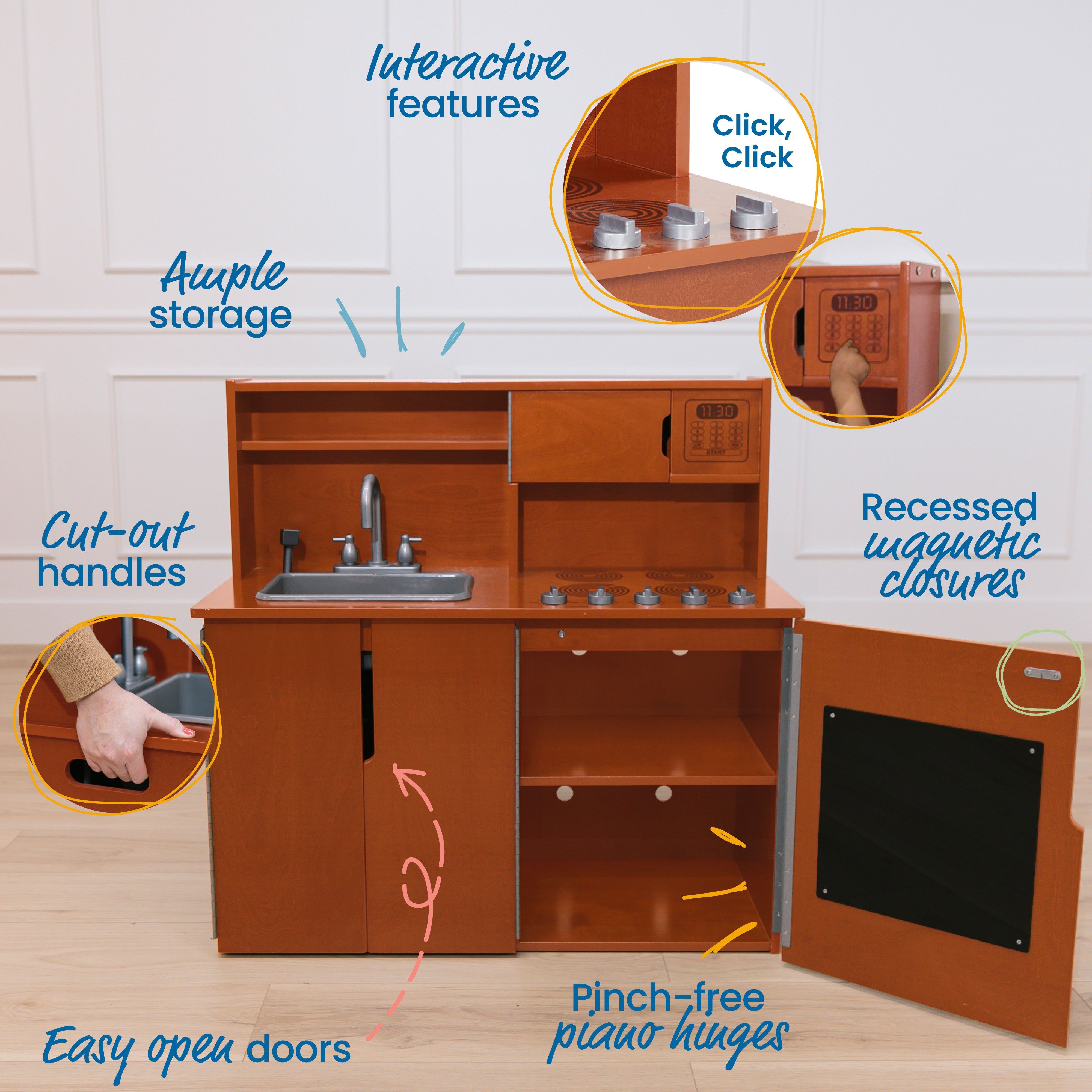 4-in-1 Kitchen, Sink, Stove, Oven, Microwave and Storage