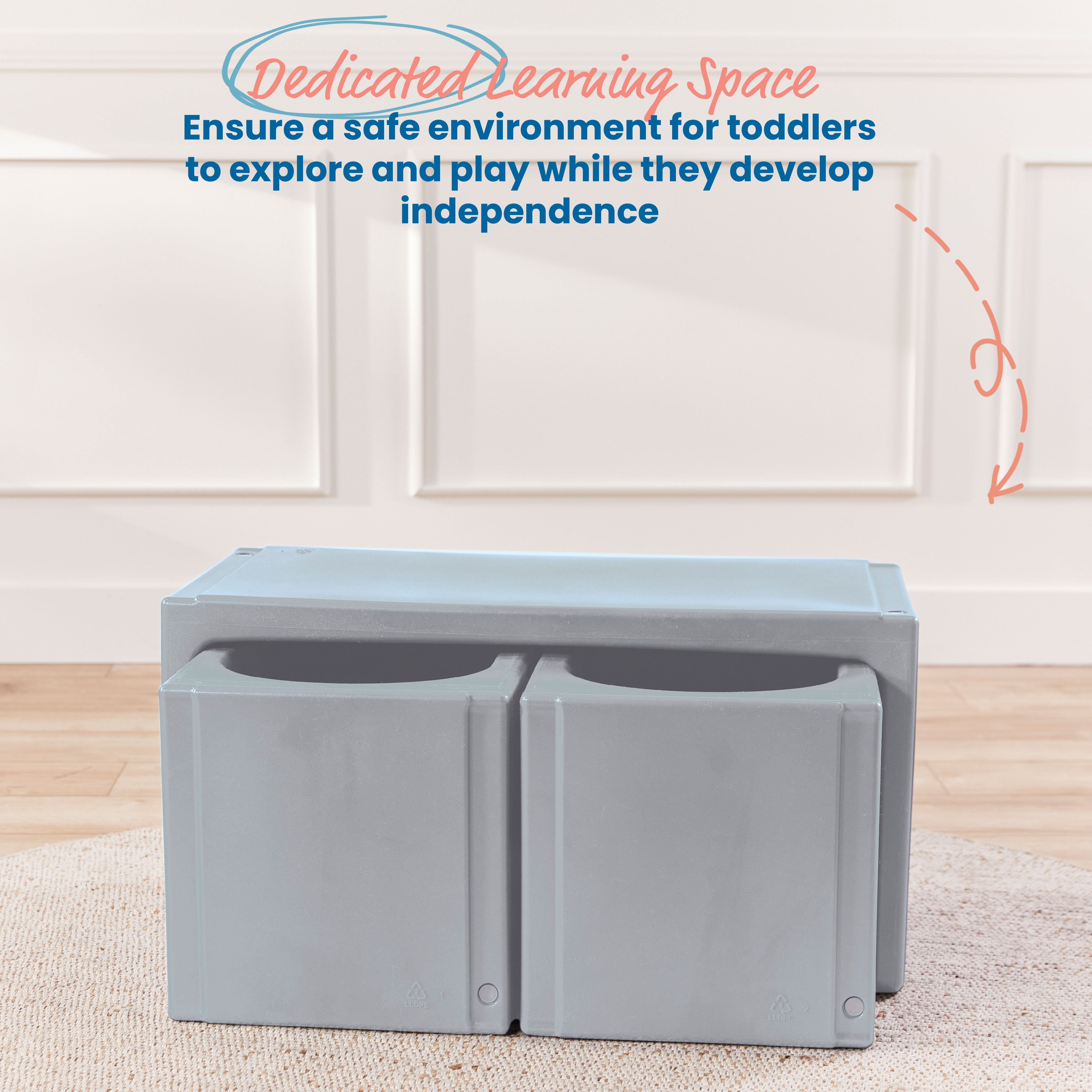 Tri-Me Table and Cube Chair Set, 3-Piece