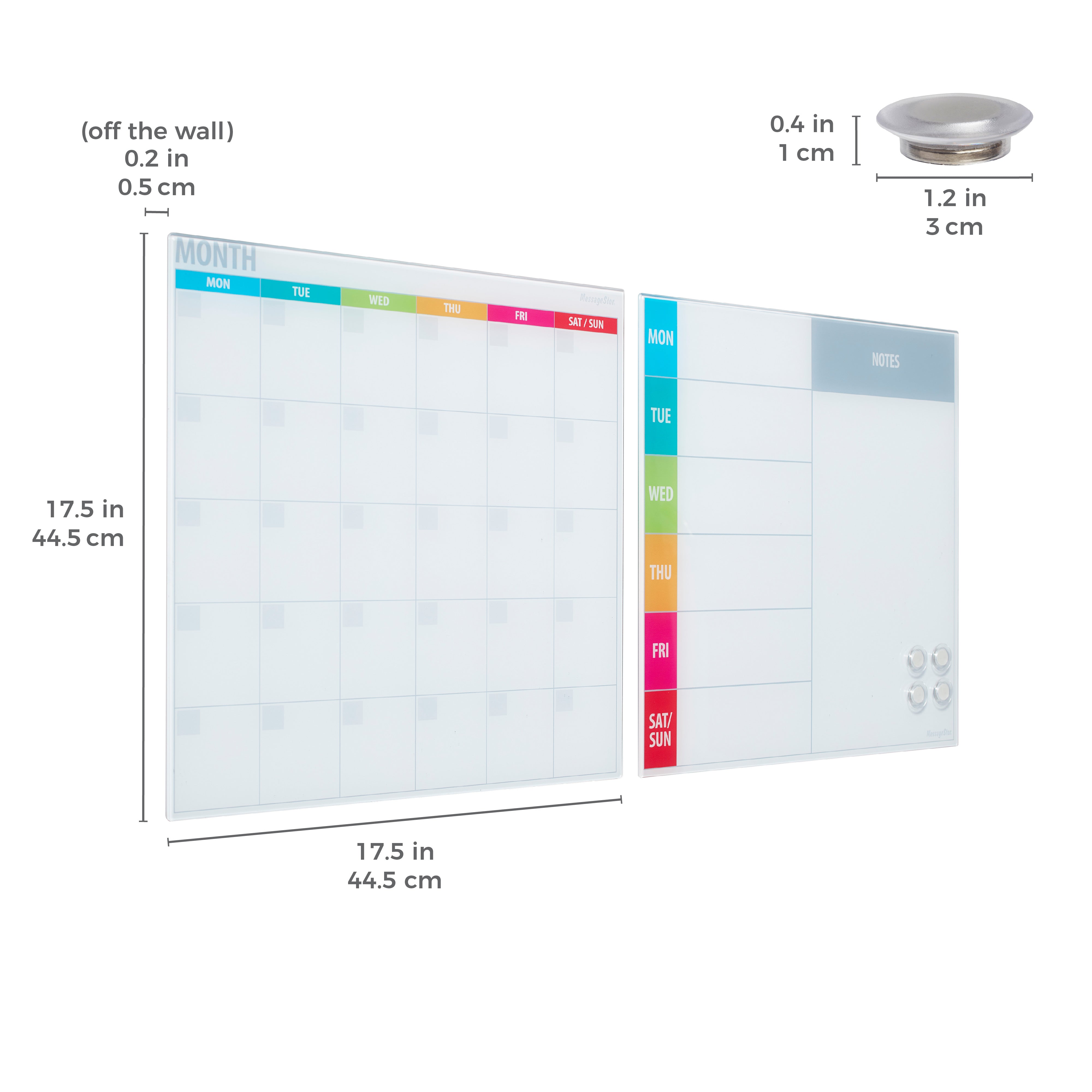 MessageStor Magnetic Dry-Erase Glass Board with Magnets, 17.5in x 17.5in, 2-Pack