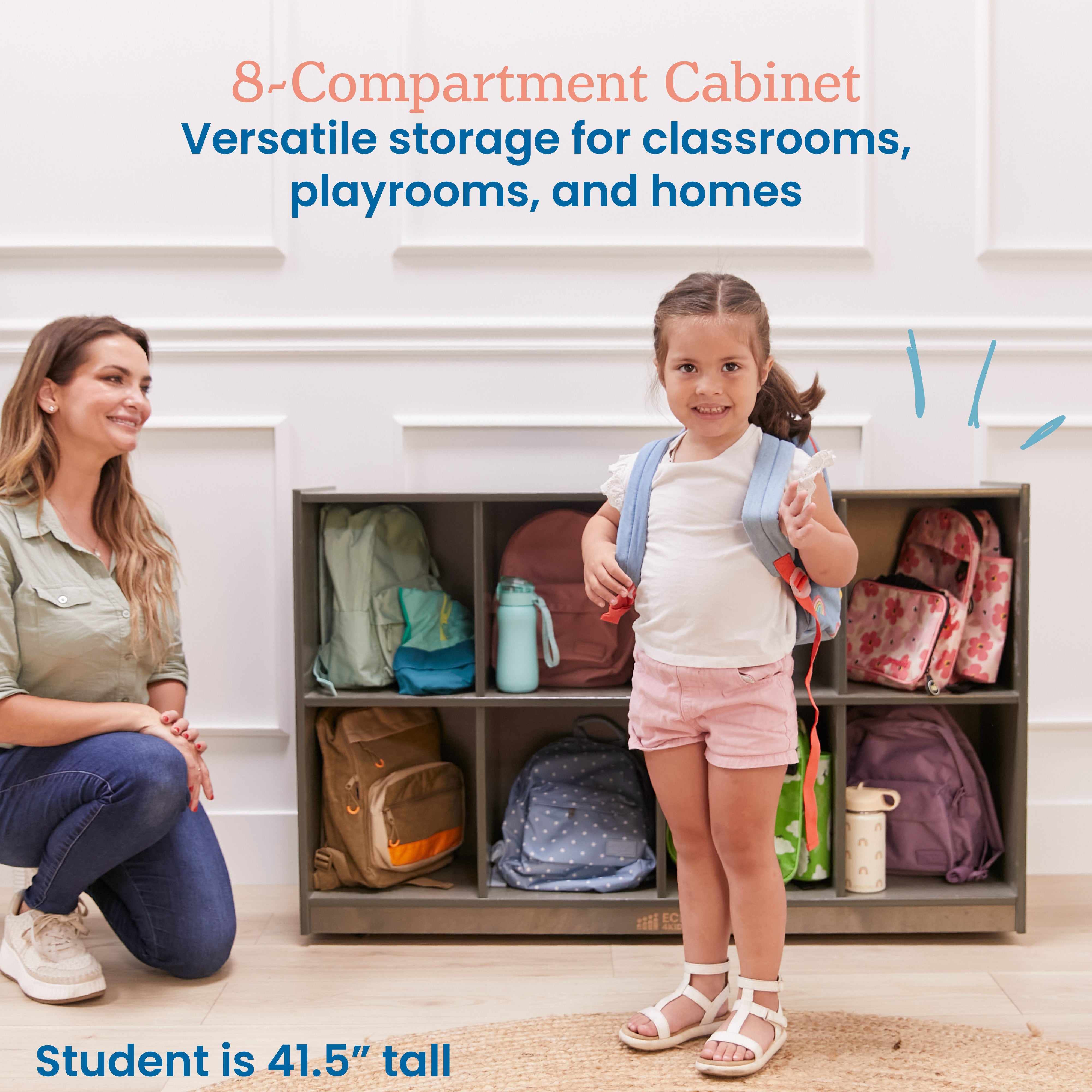 8-Compartment Mobile Backpack Storage Cabinet