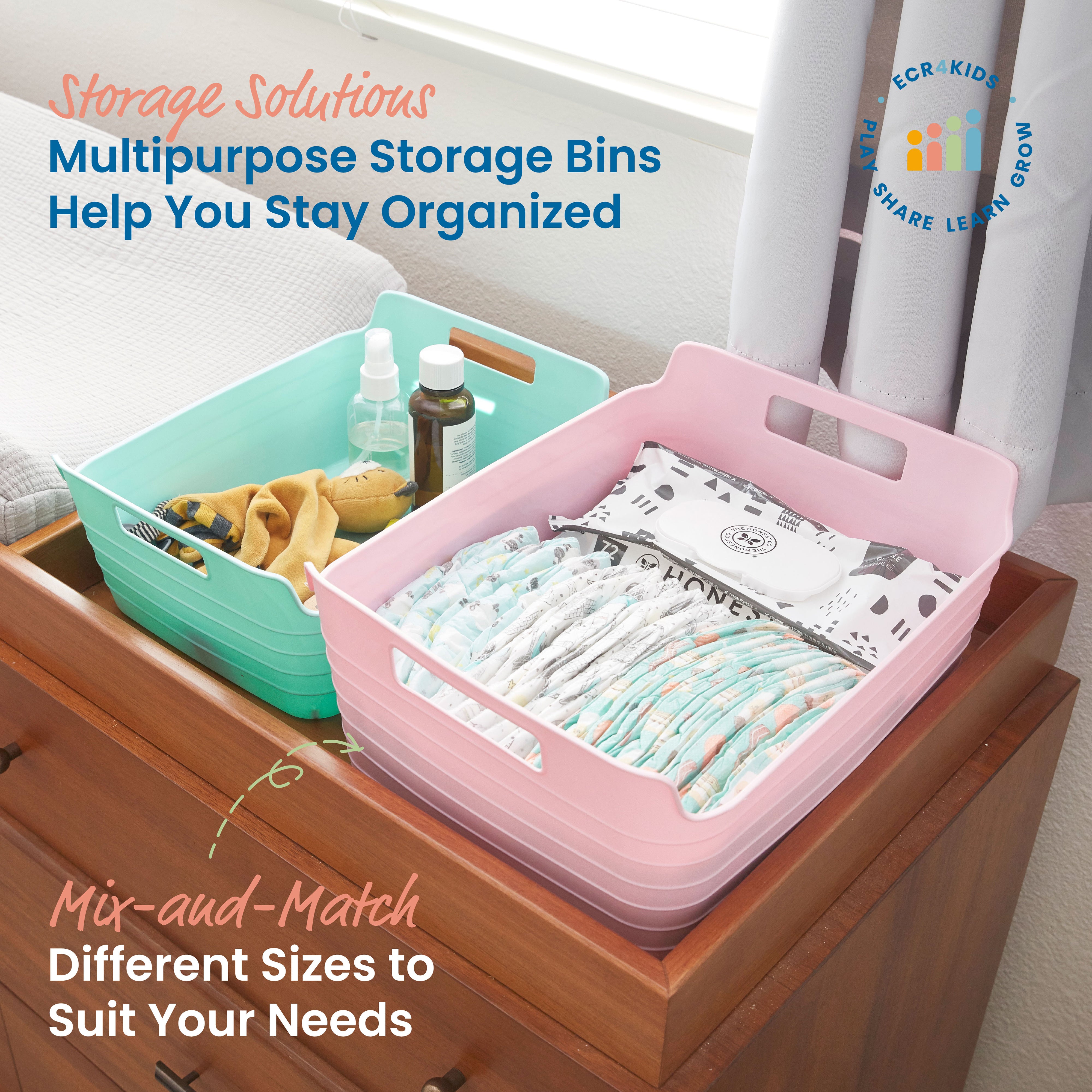 Bendi-Bins with Handles, Flexible Plastic Storage Baskets, 13in x 10in, 6-Piece