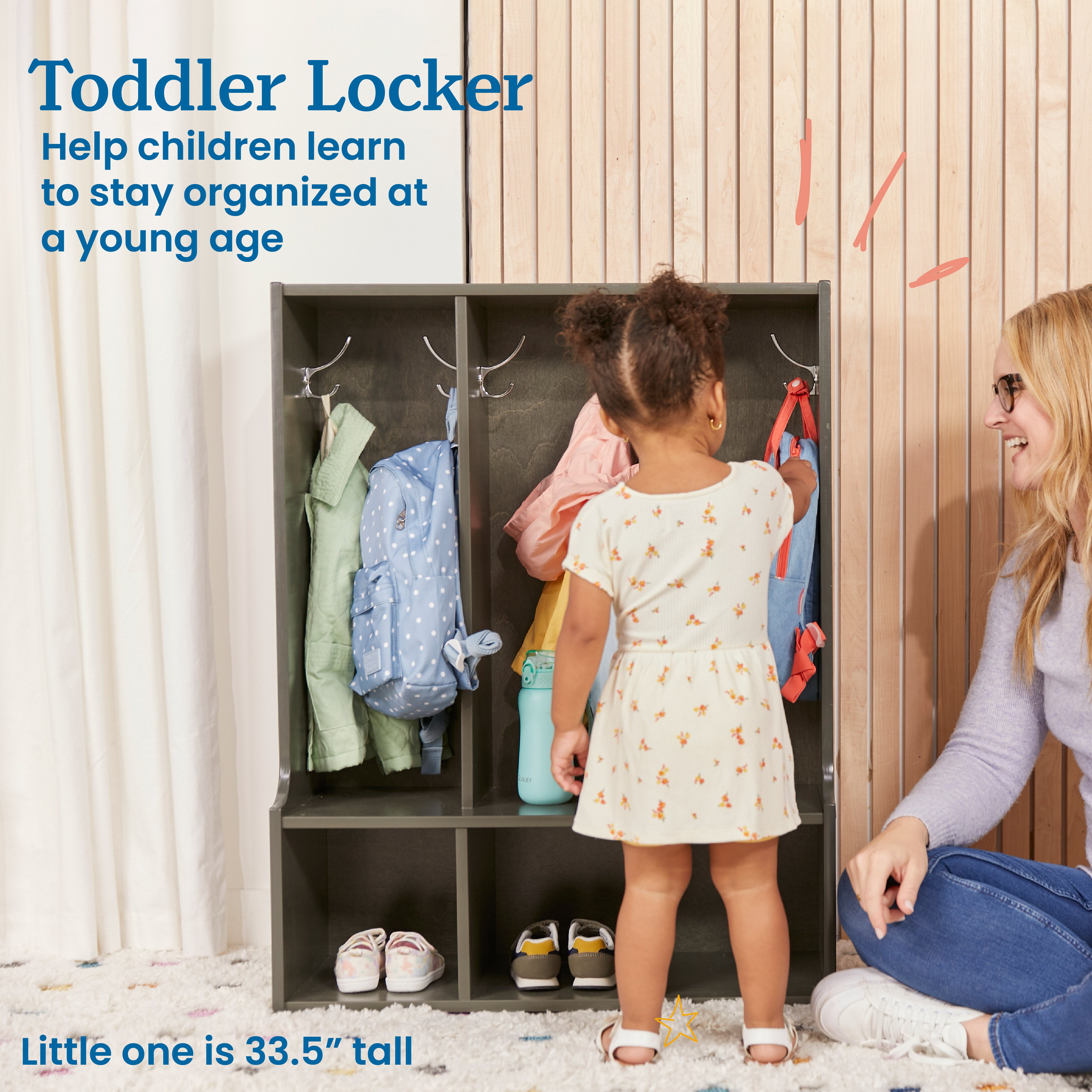 Streamline 3-Section Toddler Coat Locker with Bench