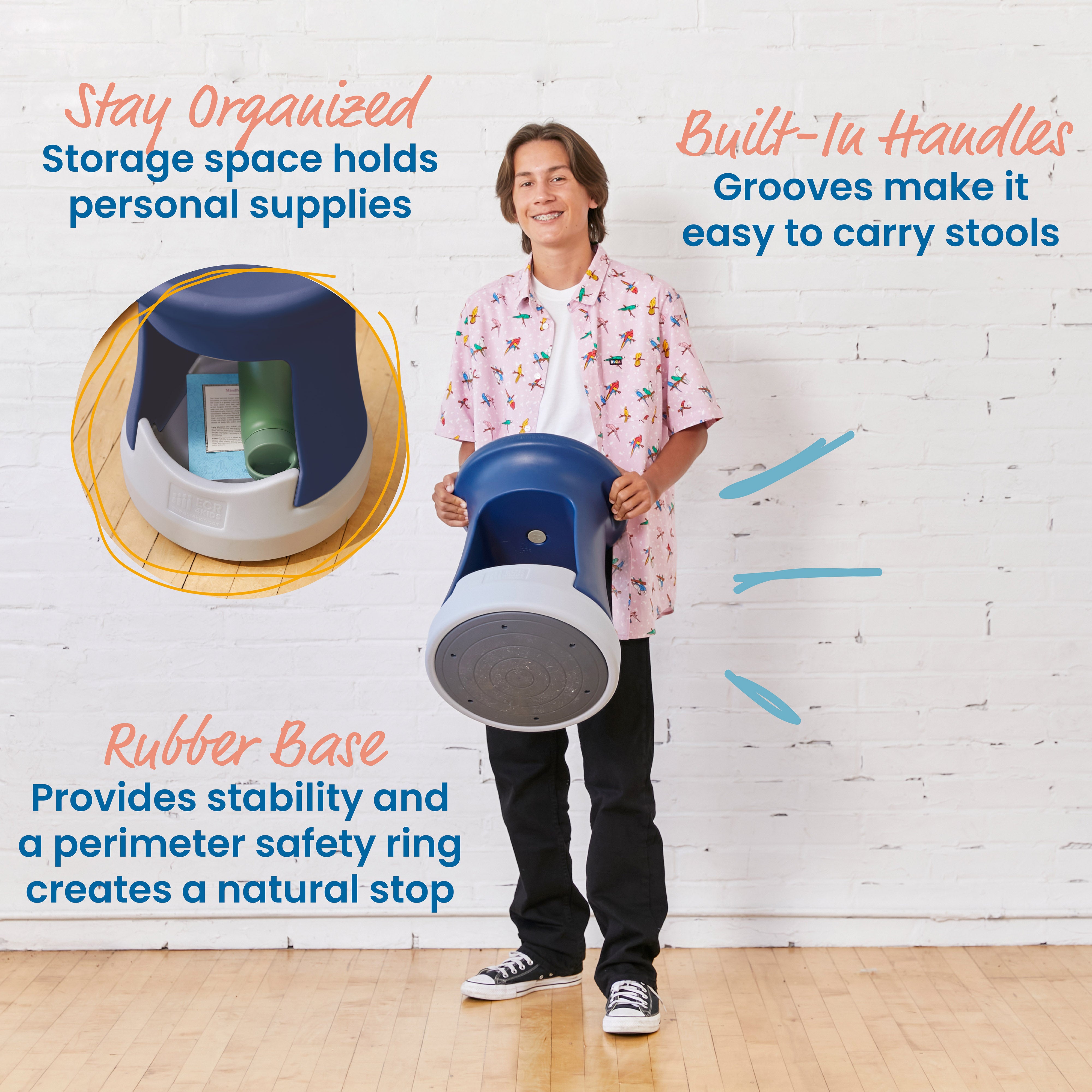 Storage Wobble Stool, 18in Seat Height