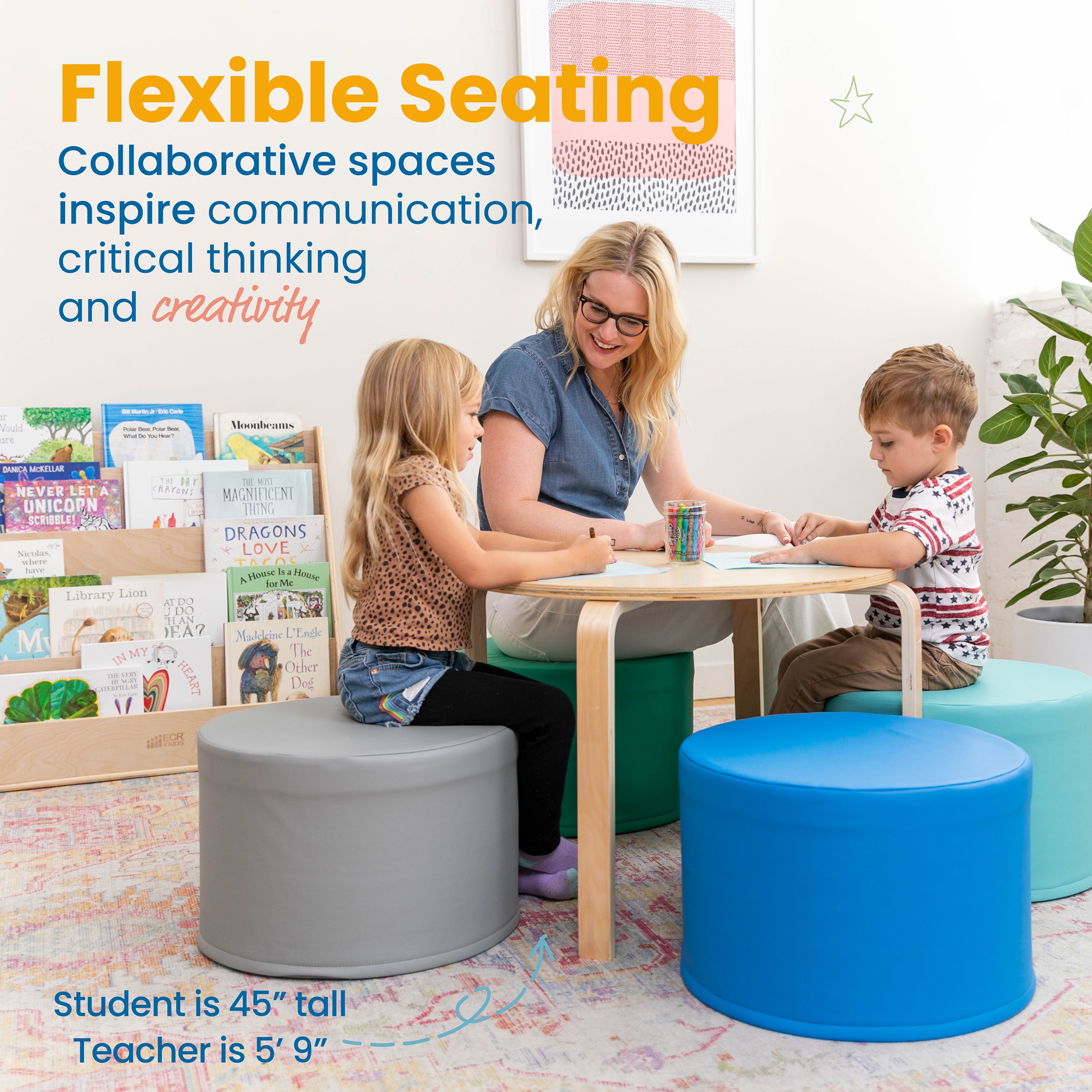 Foam Ottoman Set, Round, 4-Piece