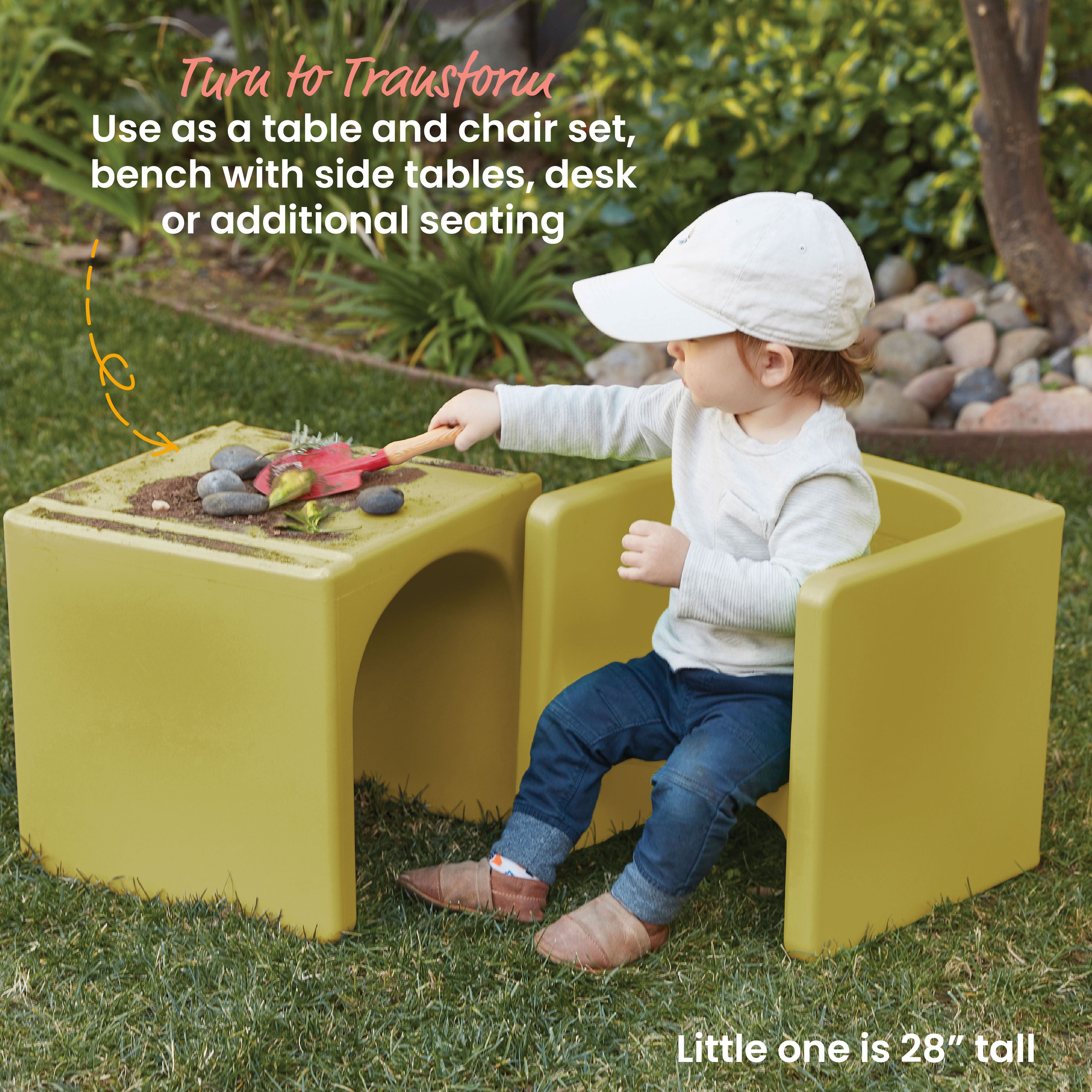 Tri-Me Table and Cube Chair Set, 3-Piece