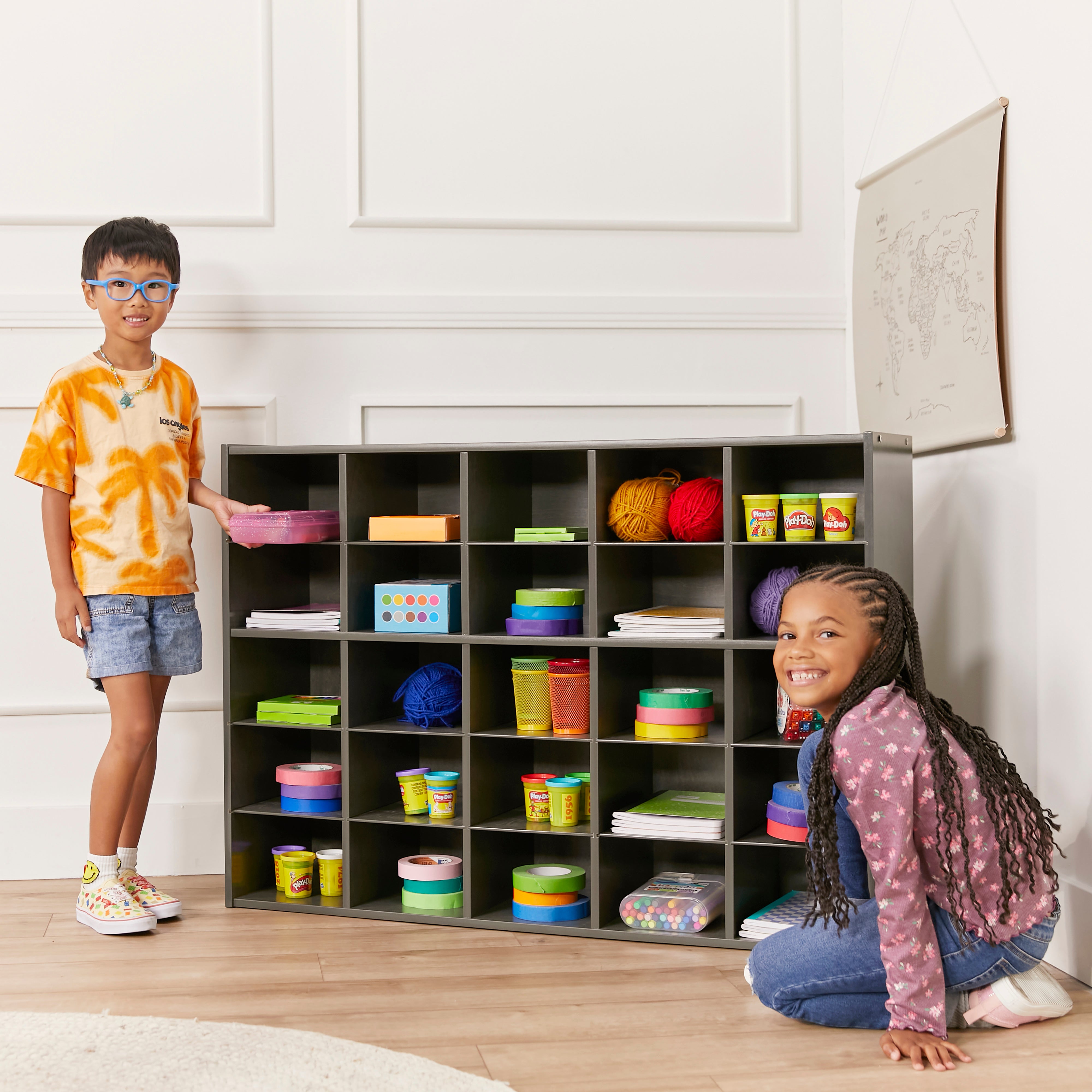 Streamline 25 Cubby Tray Storage Cabinet, 5x5