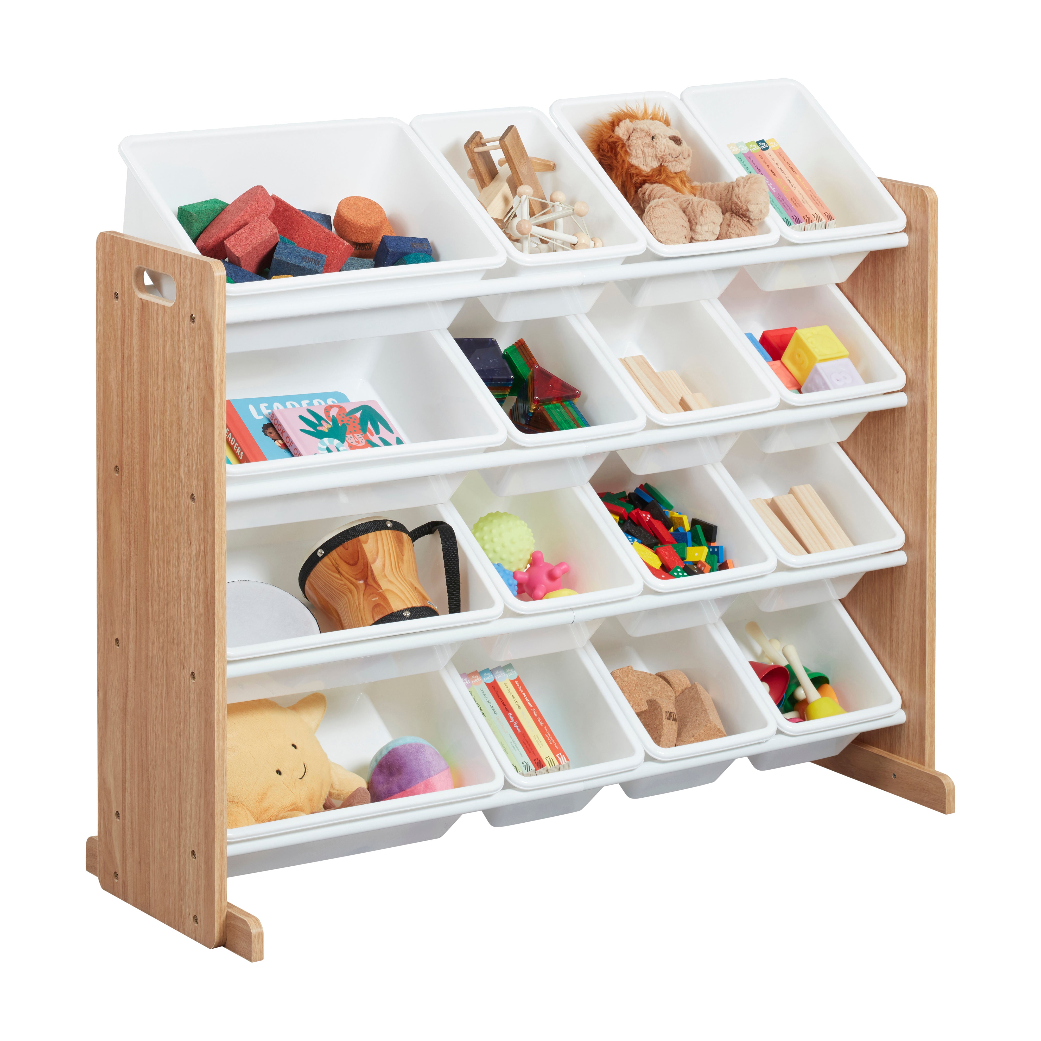 4-Tier Organizer with 16 Removable Plastic Bins, 4x4