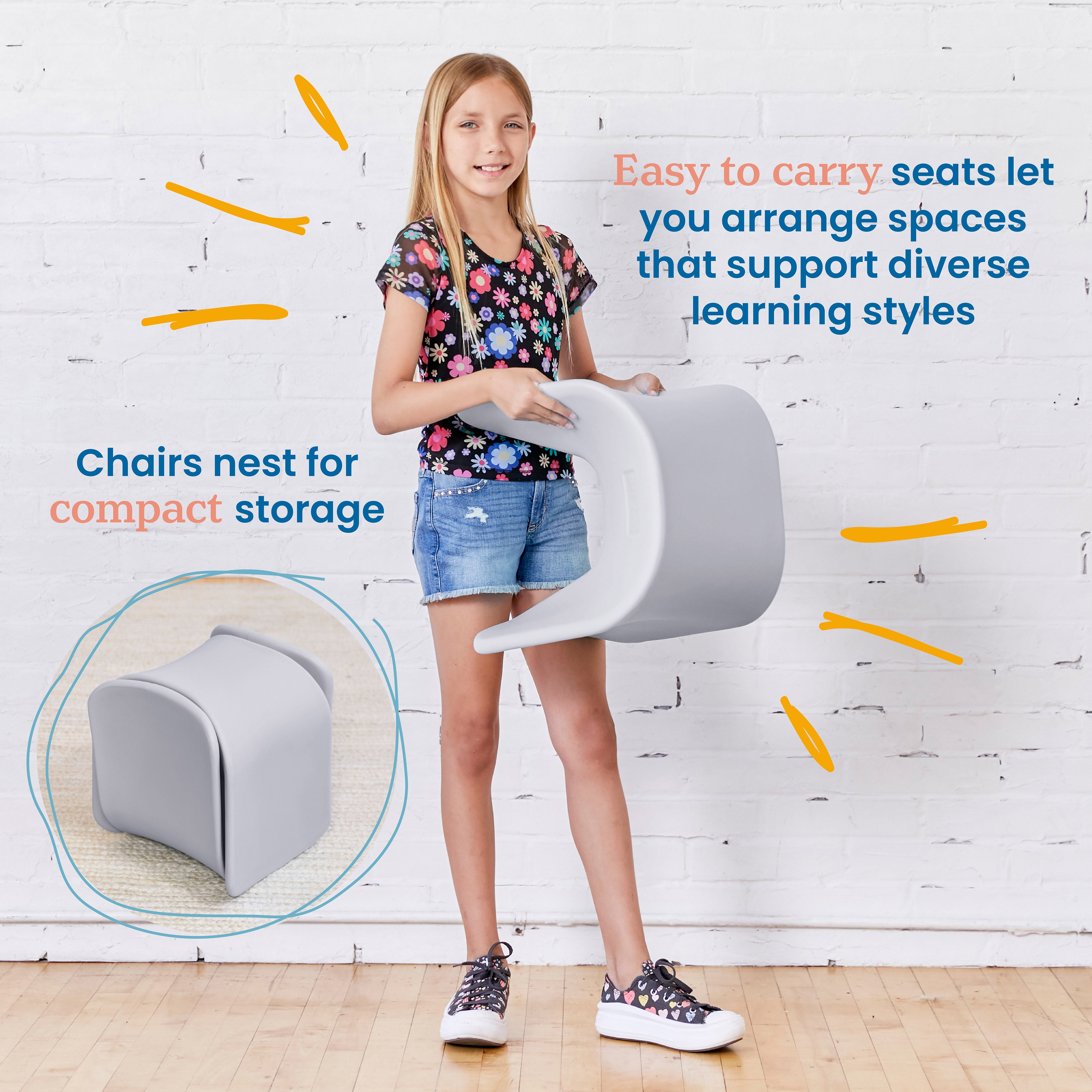 Wave Seat, 14in - 15.1in Seat Height, 2-Pack