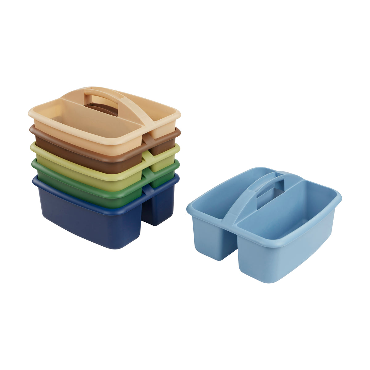 2-Compartment Large Plastic Caddy, 6-Pack