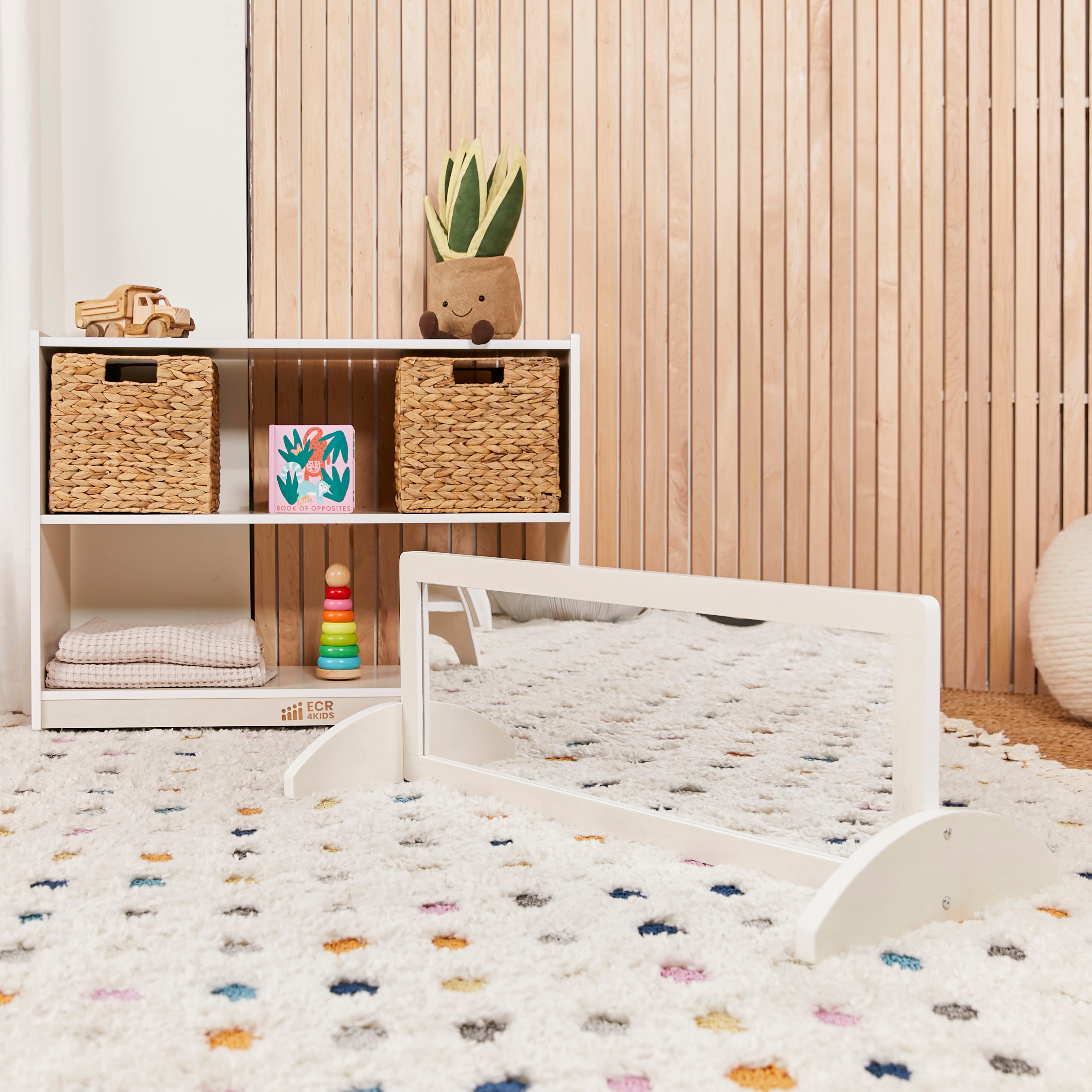 Toddler Single-Sided Bi-Directional Mirror, Wooden