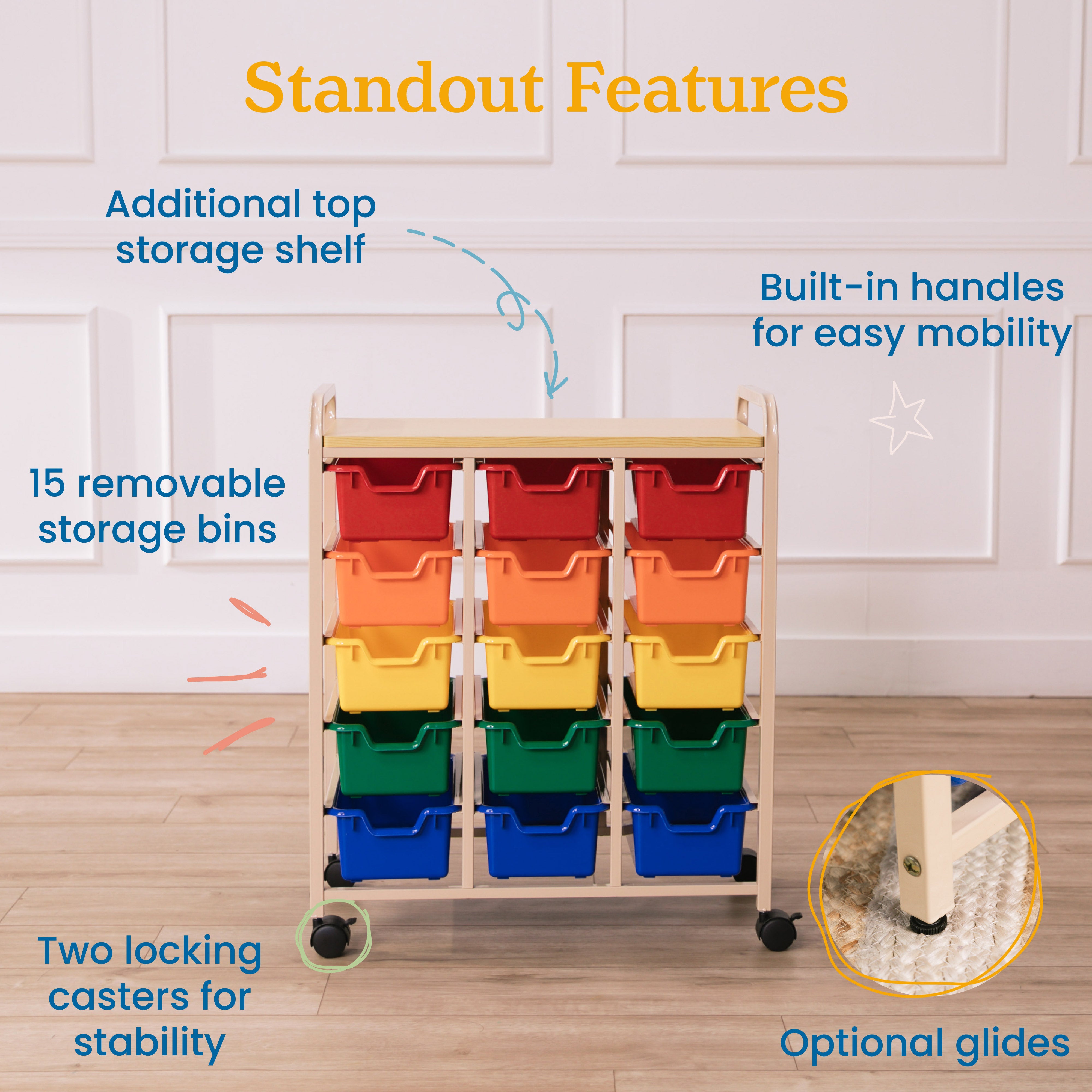 Mobile Organizer with 15 Storage Bins