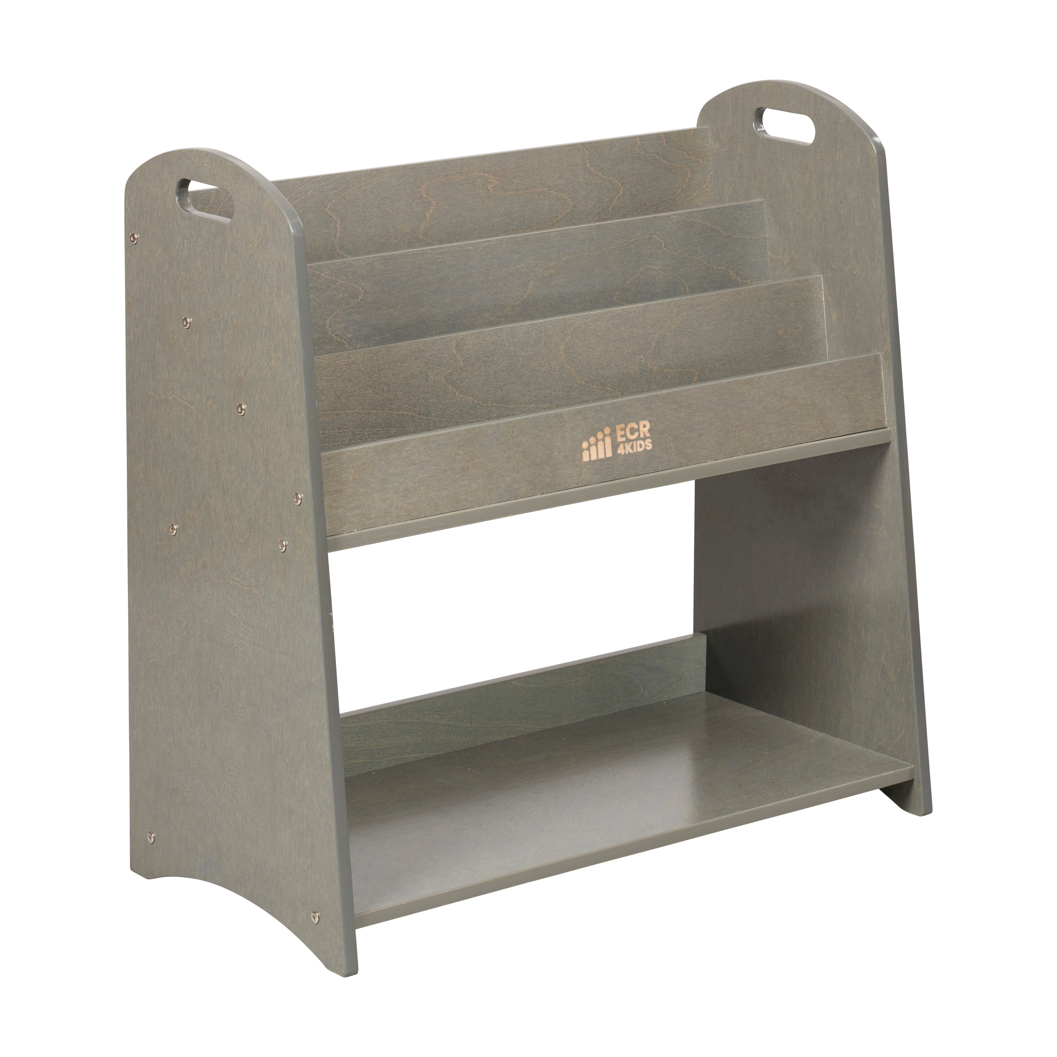 3-Shelf Floor Book Display with Handles and Storage, 30in