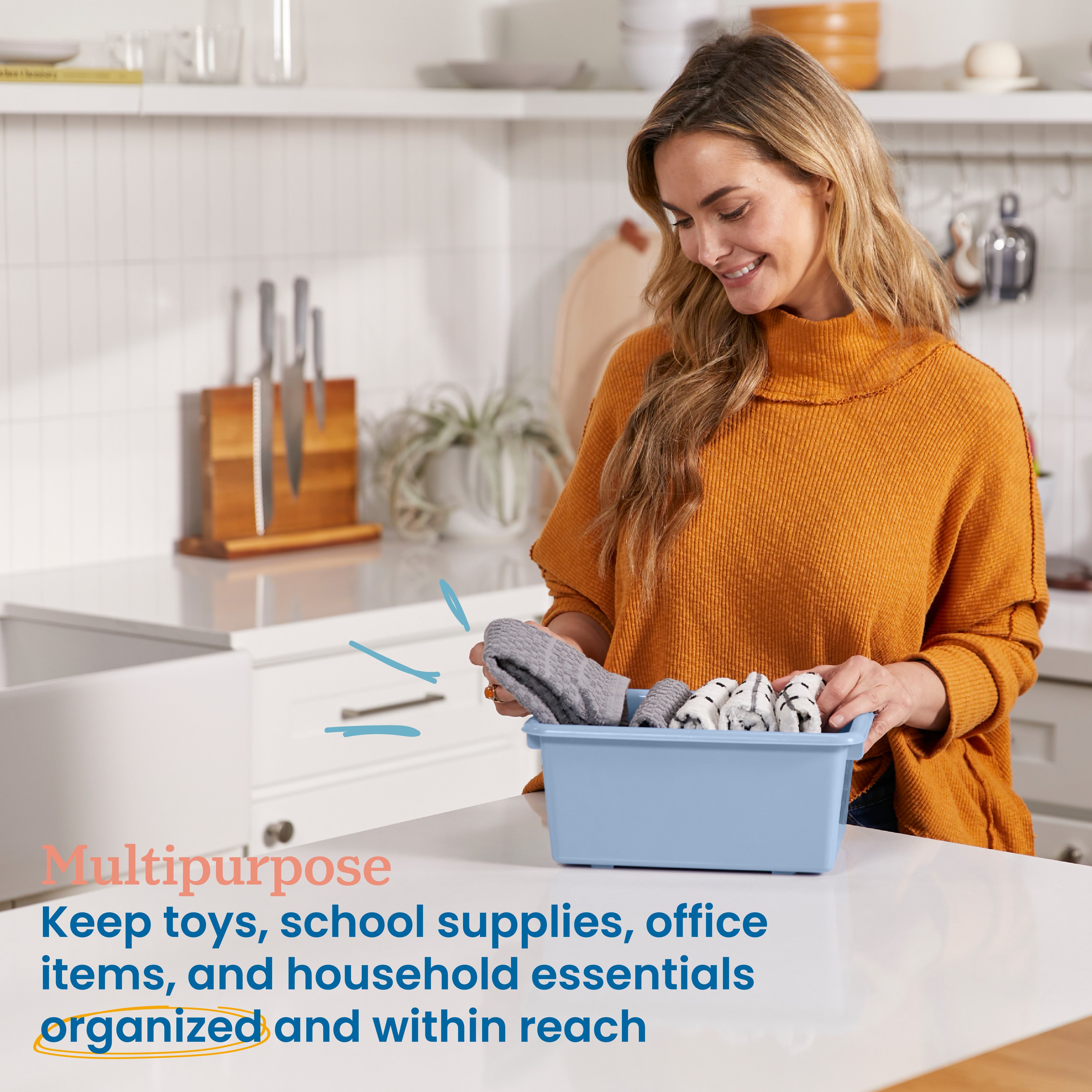 Scoop Front Storage Bins, Multipurpose Organization, 5-Pack