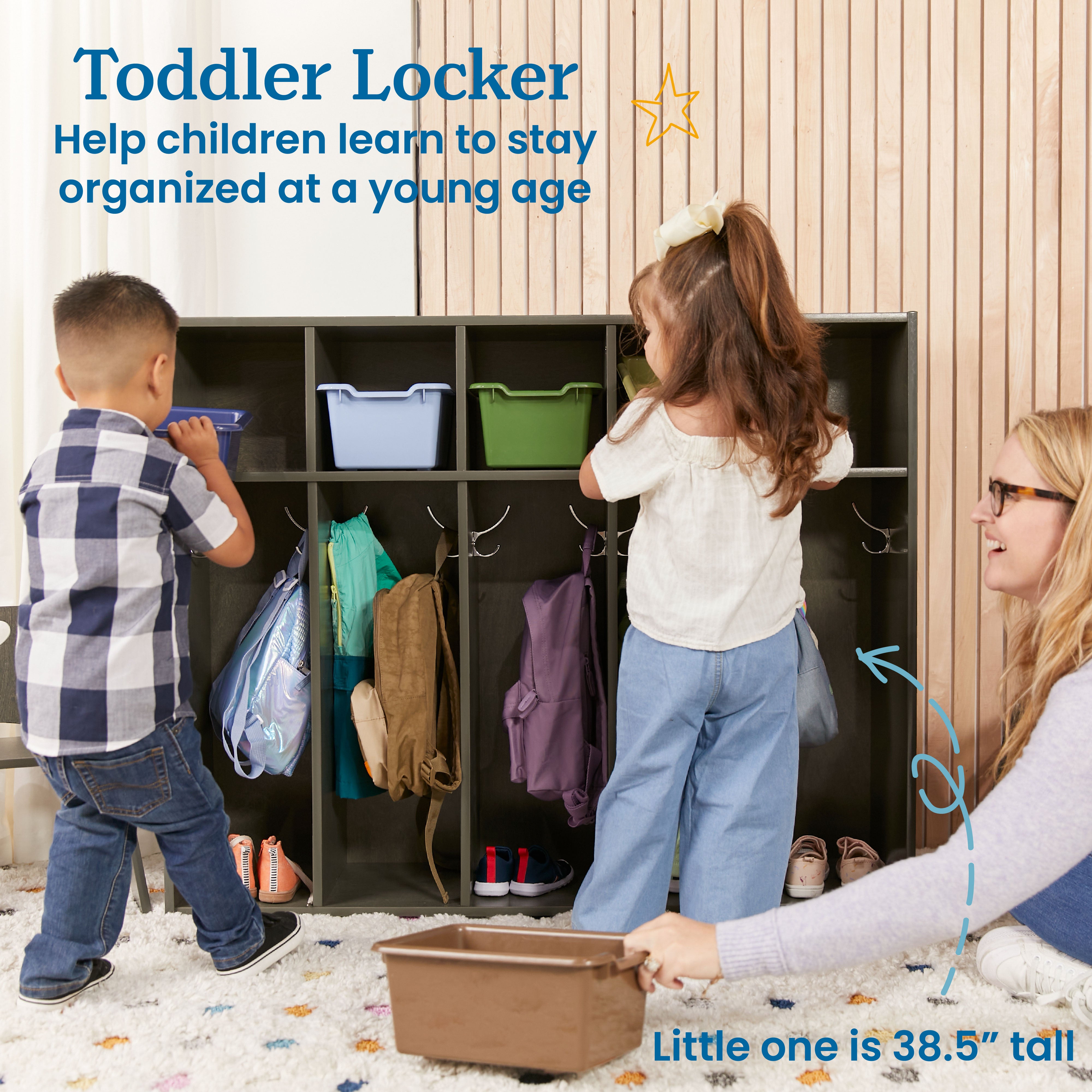 Streamline 5-Section Toddler Coat Locker with 5 Scoop Front Bins