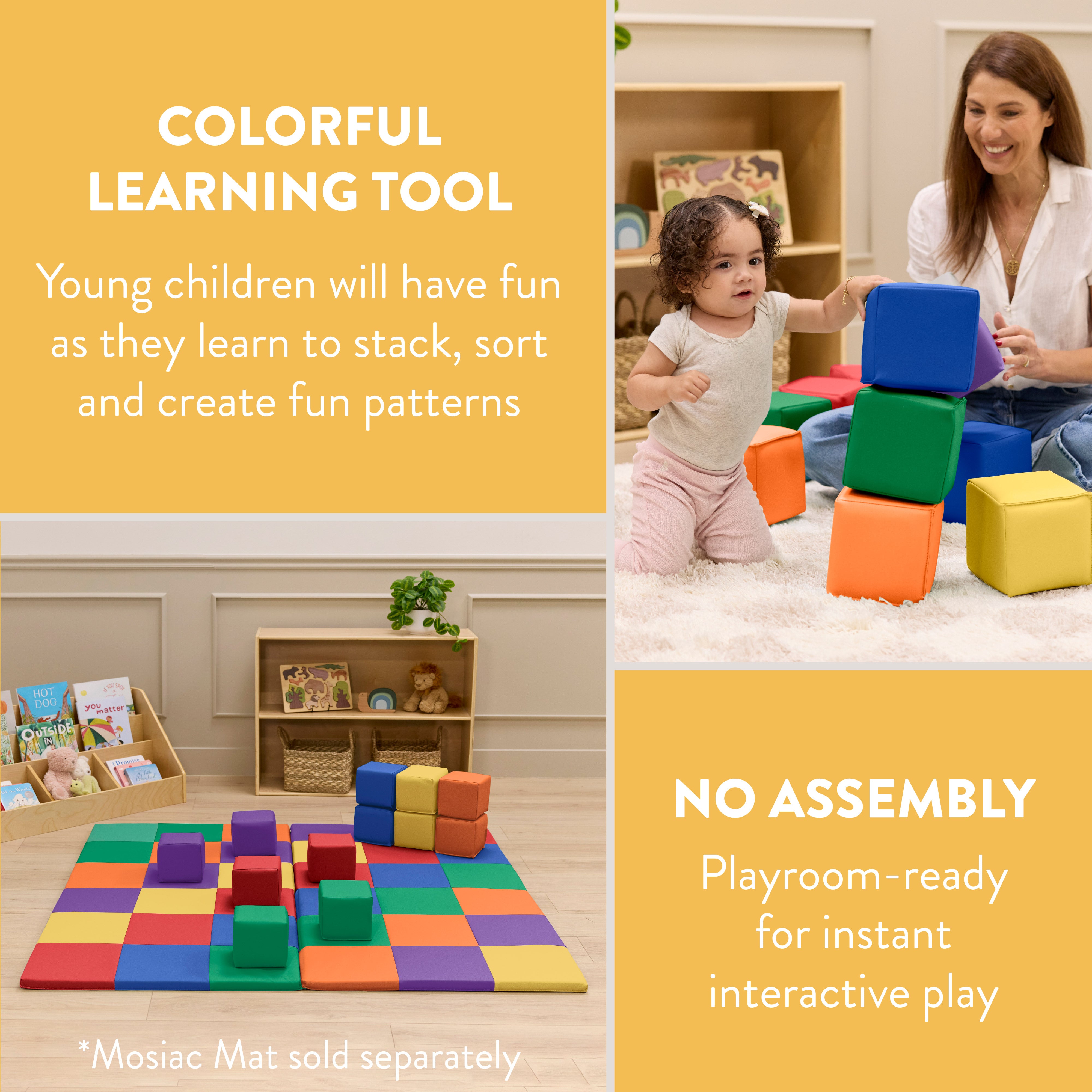 Mosaic Toddler Foam Building Blocks, 12-Piece