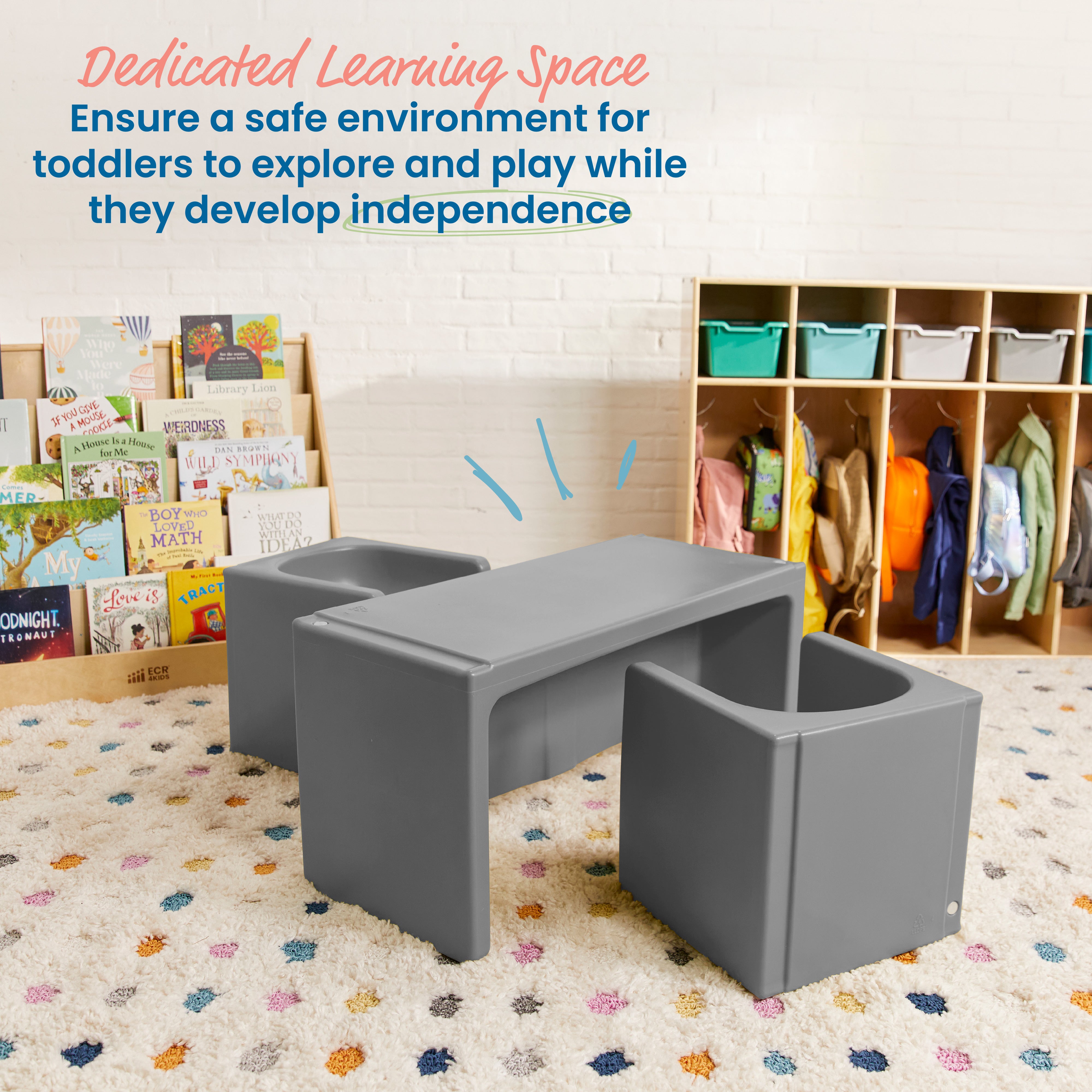 Tri-Me Table and Cube Chair Set, 3-Piece