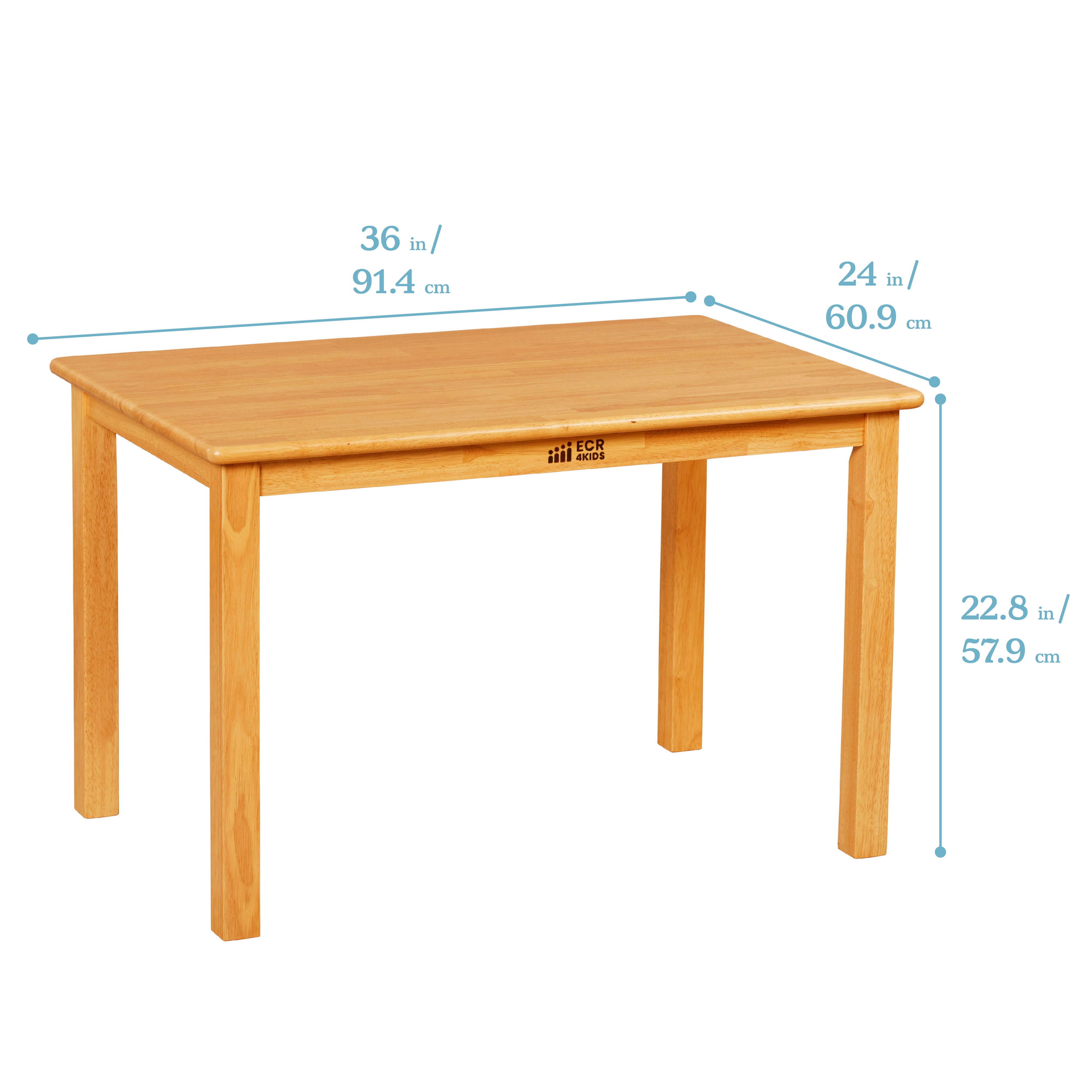 24in x 36in Rectangular Hardwood Table with 22in Legs