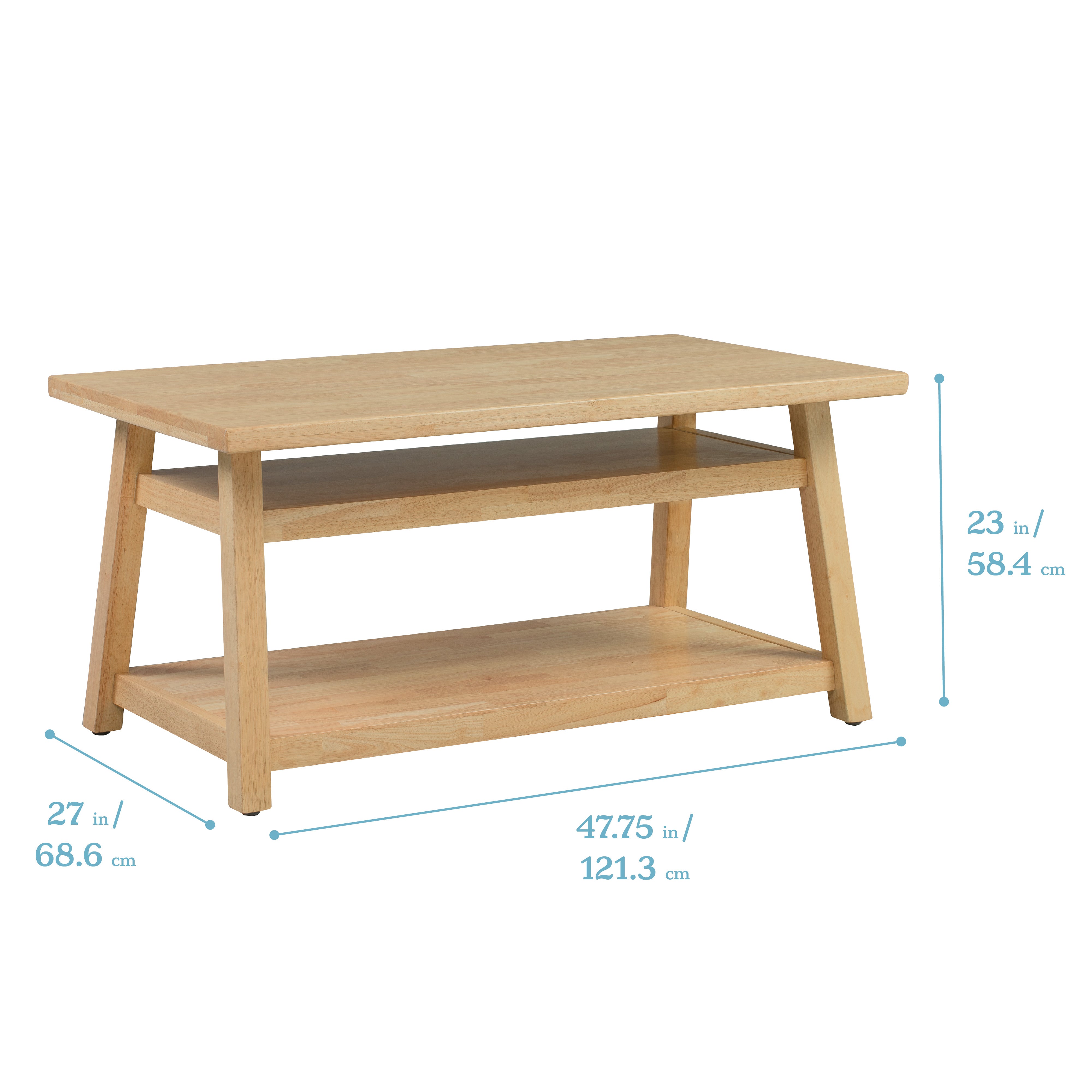ECR4Kids Sit n' Stash Rectangular Table with Storage, Kids Furniture, Natural