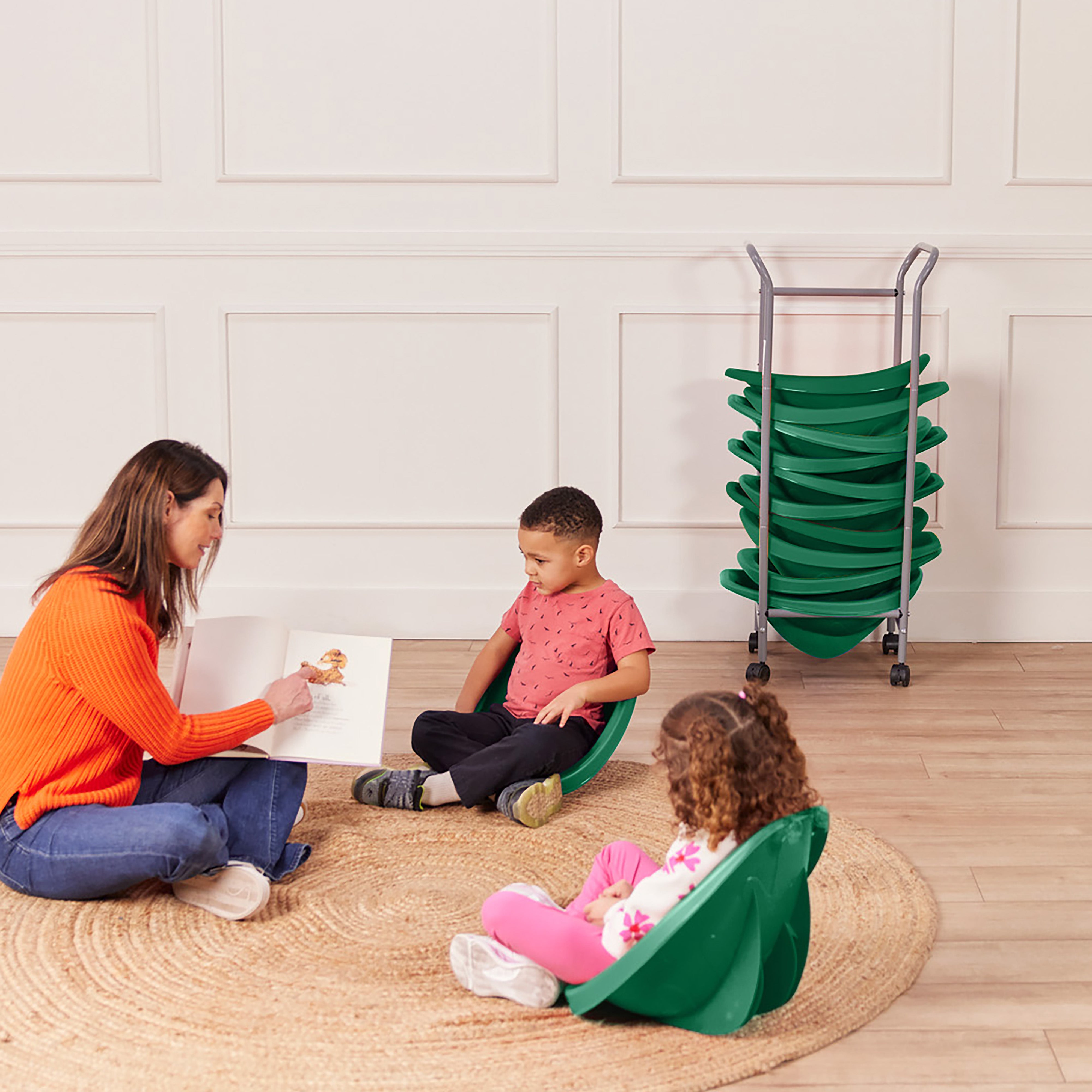 Mobile Leaf Seat Cart with 12 Leaf Floor Seats, Flexible Seating