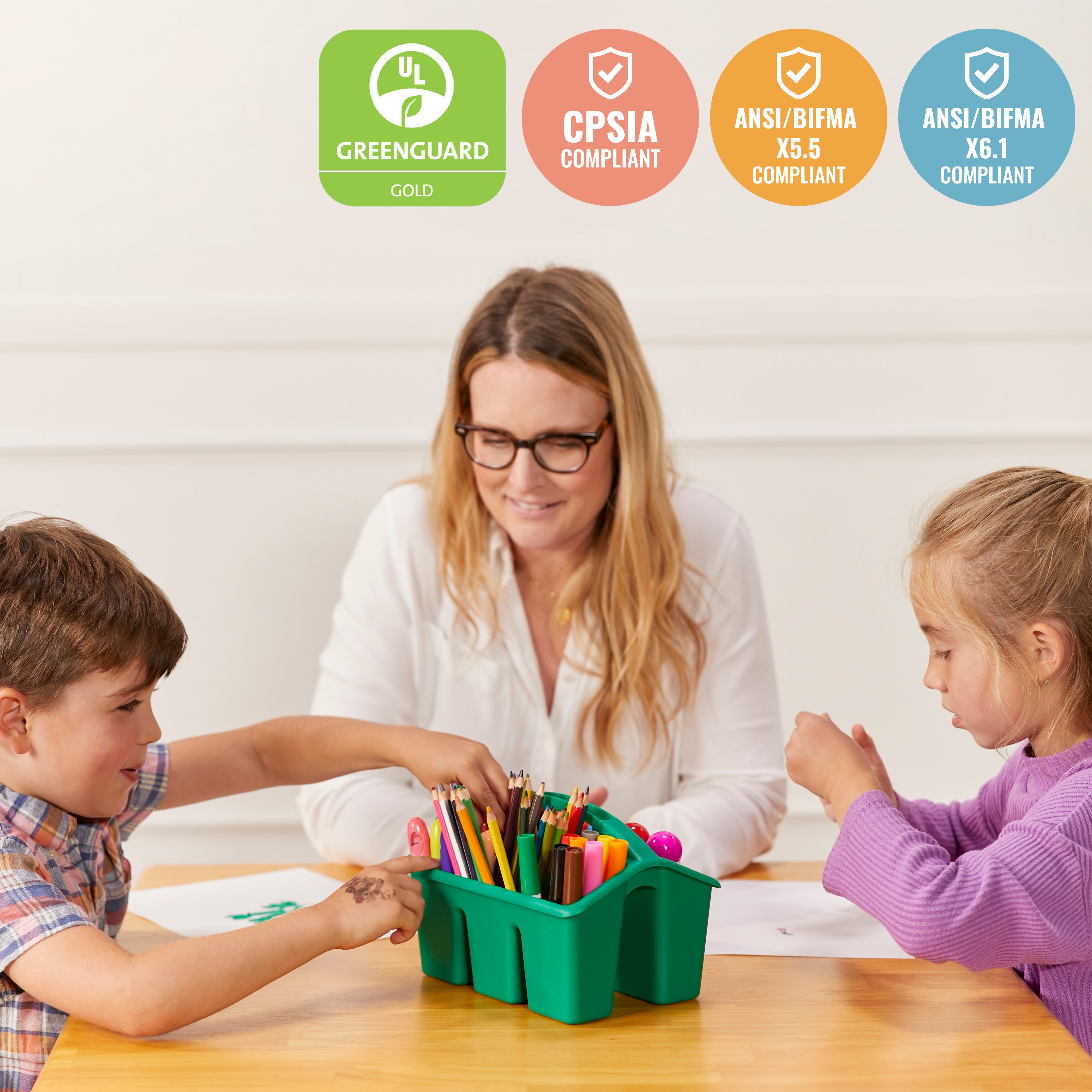 30in x 30in Square Hardwood Table and Chair Set, 12in Seat Height, 3-Piece