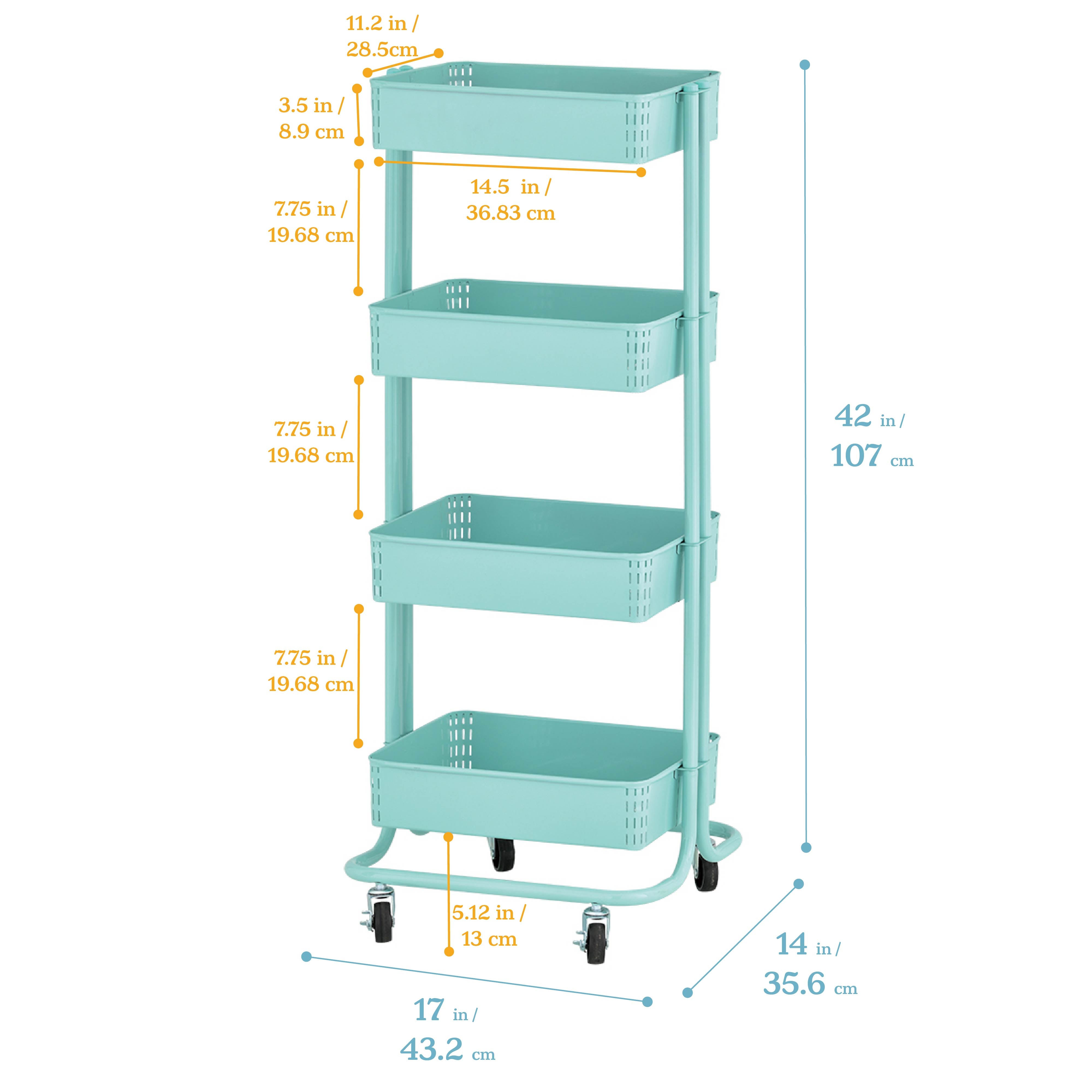 4-Tier Metal Rolling Utility Cart