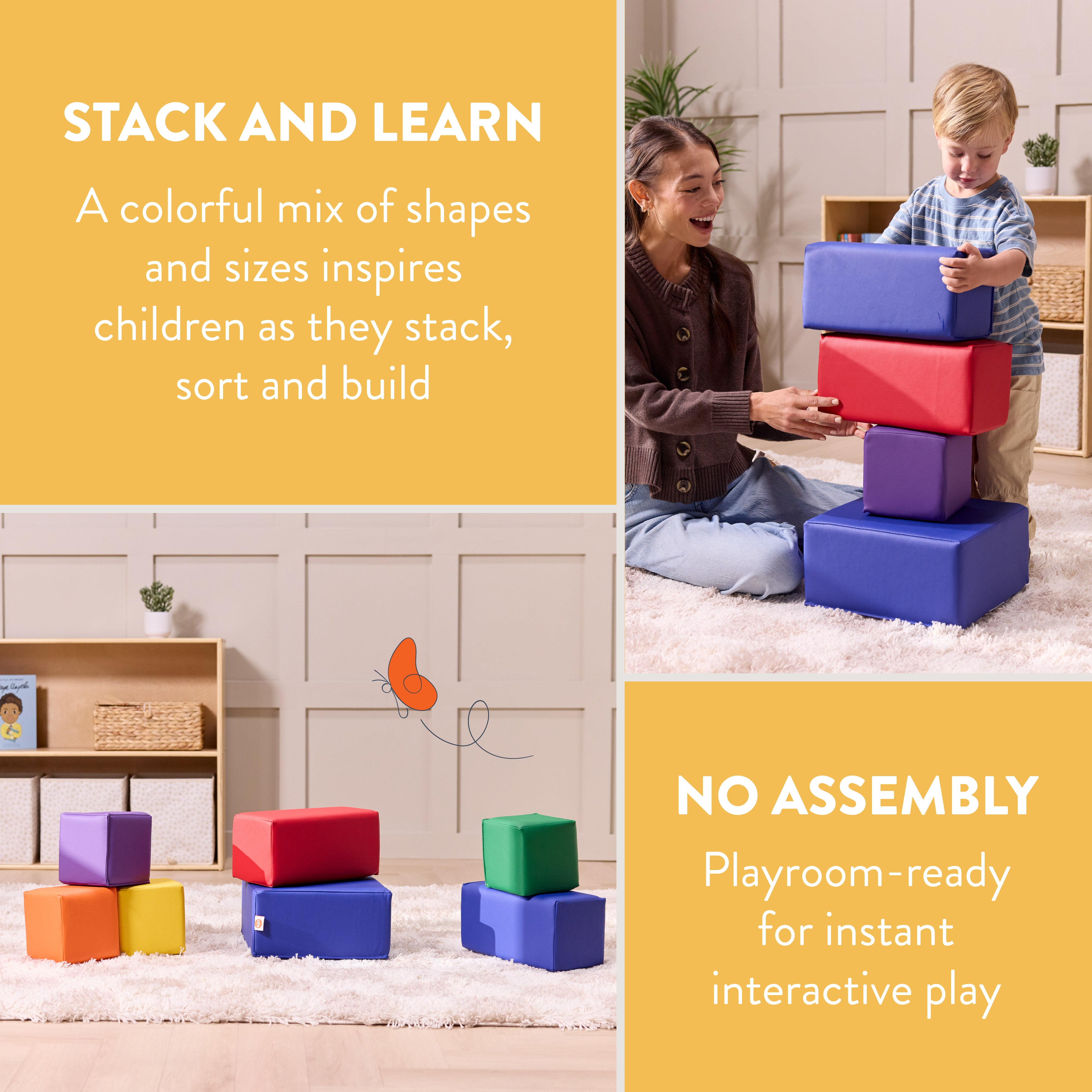 EarlyBuilder Foam Stacking Block Set, Small, 7-Piece