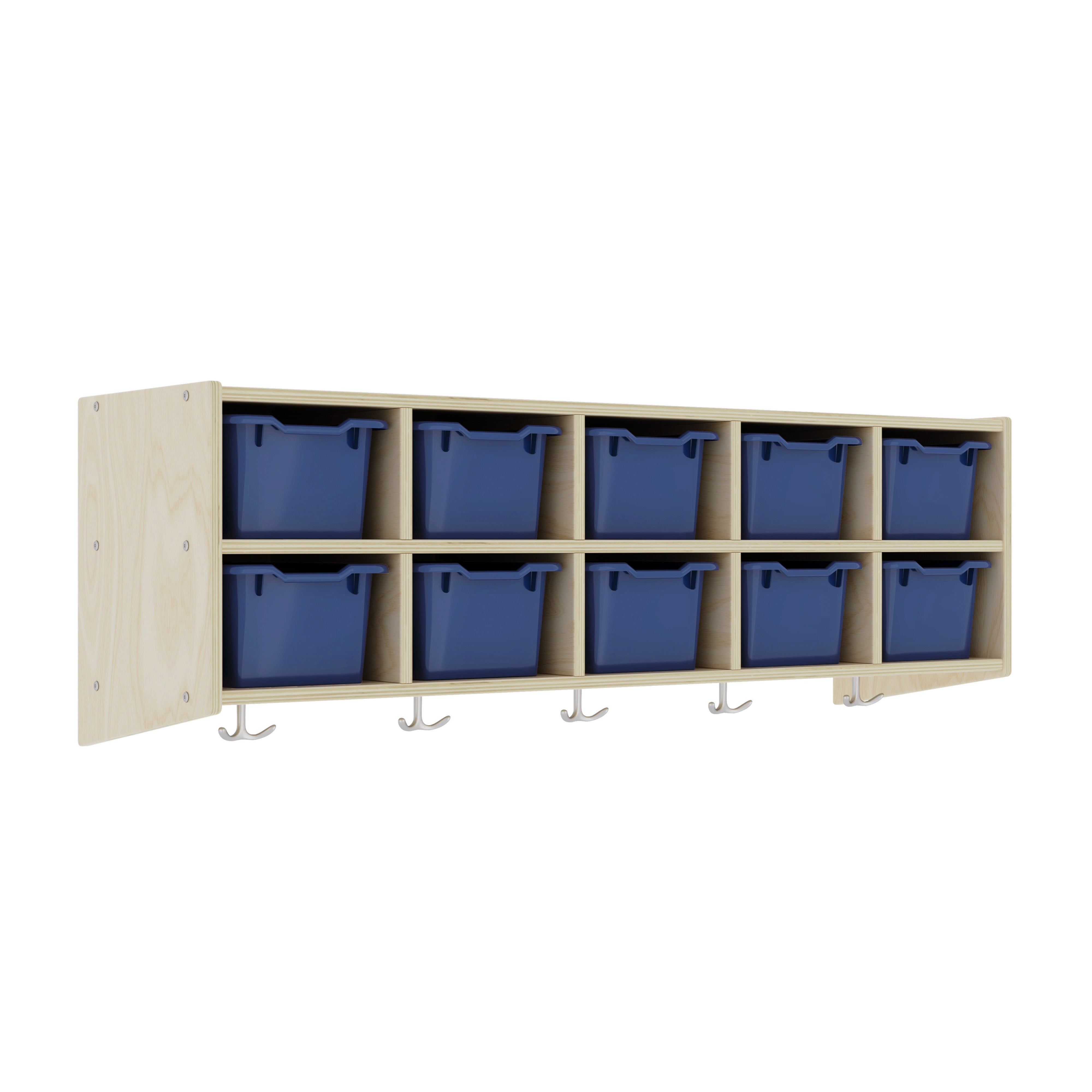 Streamline 10-Section Hanging Coat Locker with 10 Scoop Front Bins