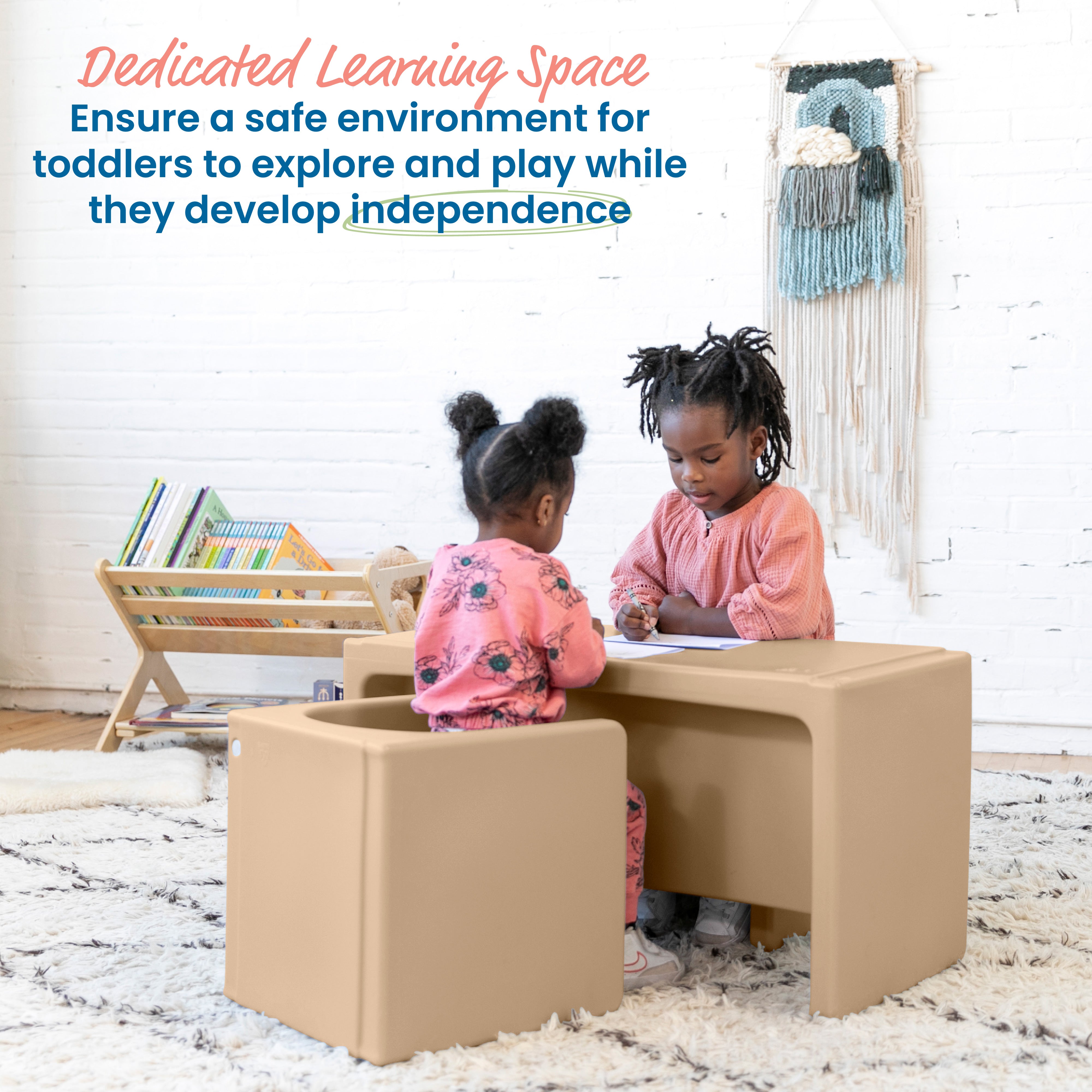 Tri-Me Table and Cube Chair Set, 3-Piece