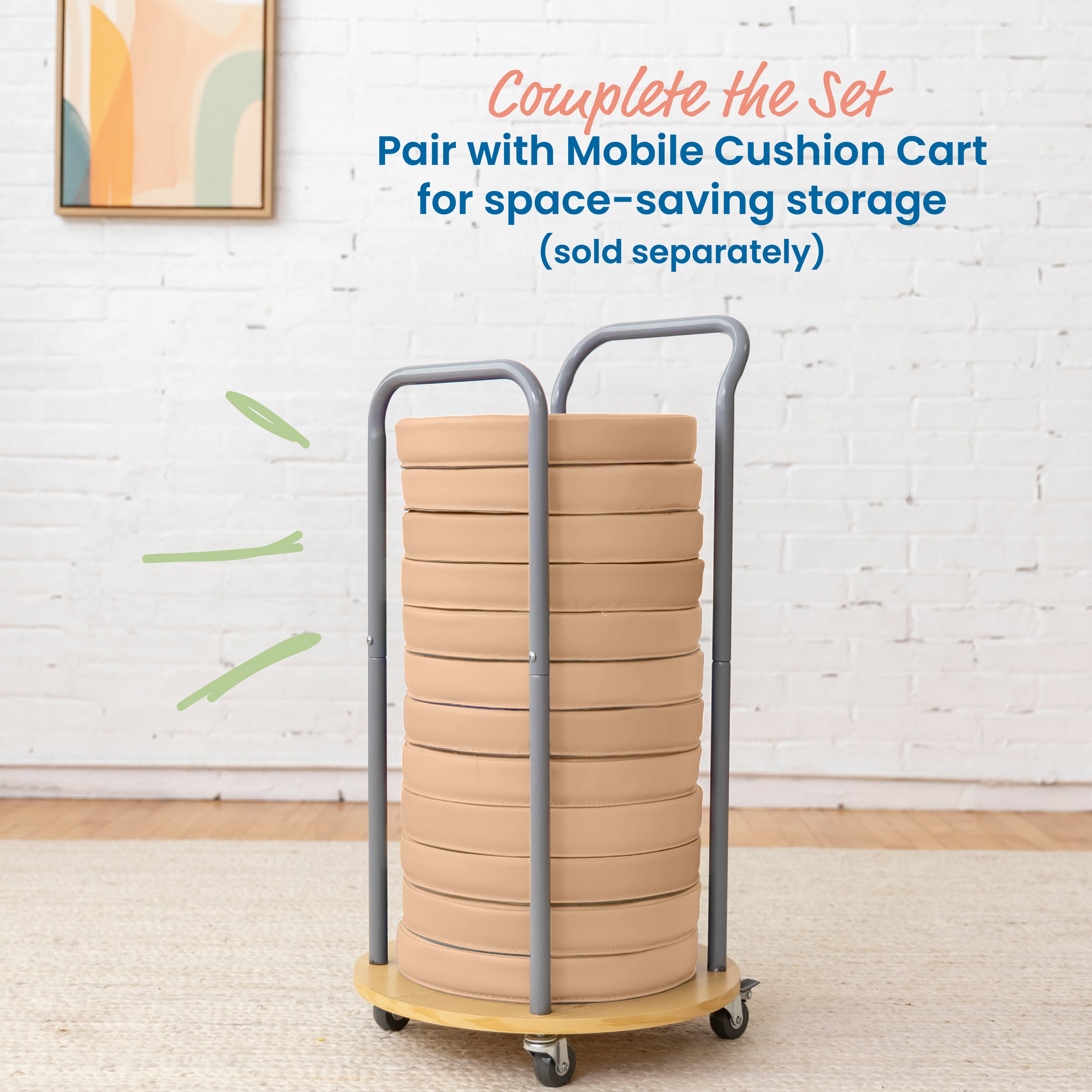 Round Floor Cushions with Handle, 6-Piece