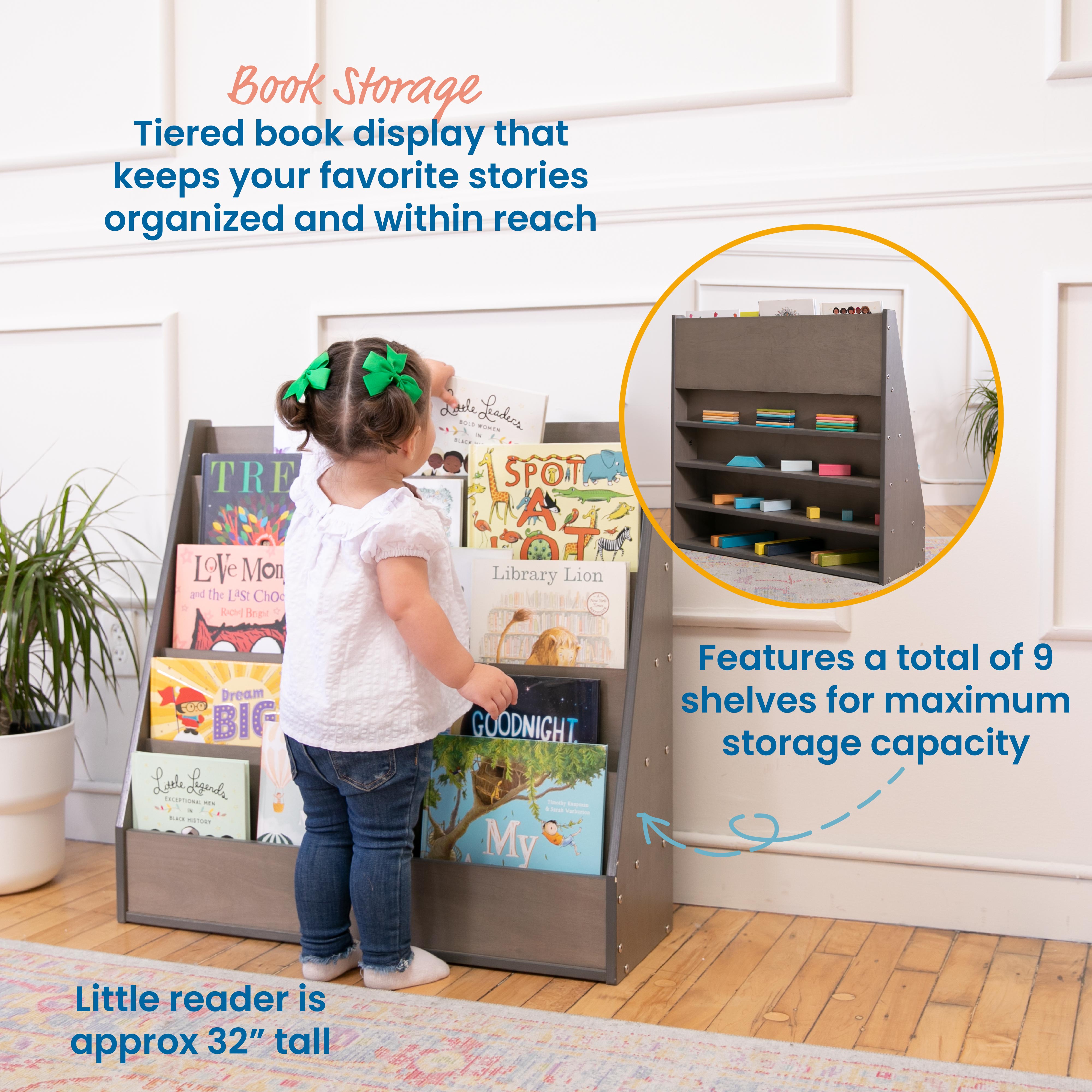 Streamline Single-Sided Book Display with Storage
