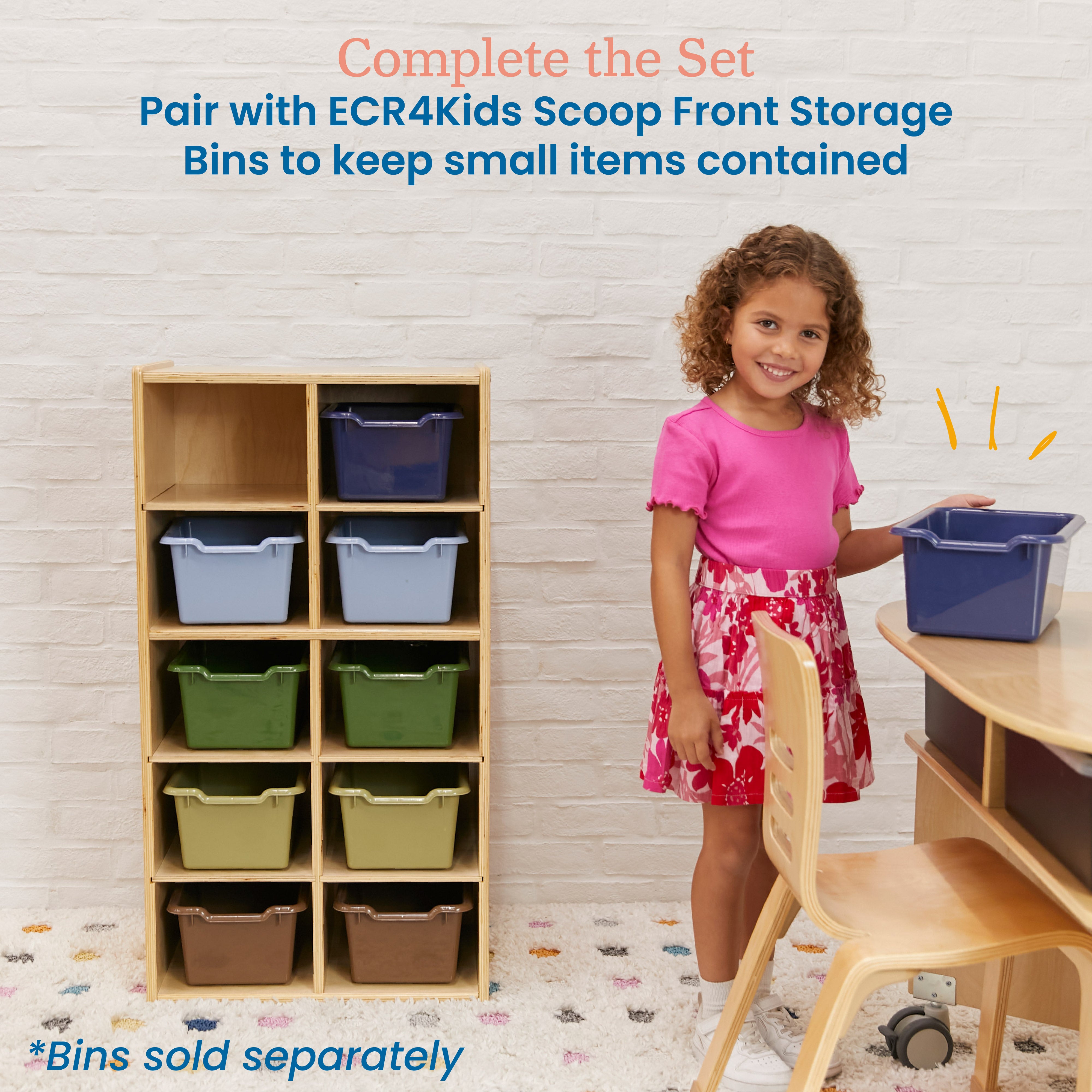 Streamline 10 Cubby Tray Storage Cabinet, 5x2, Classroom Furniture