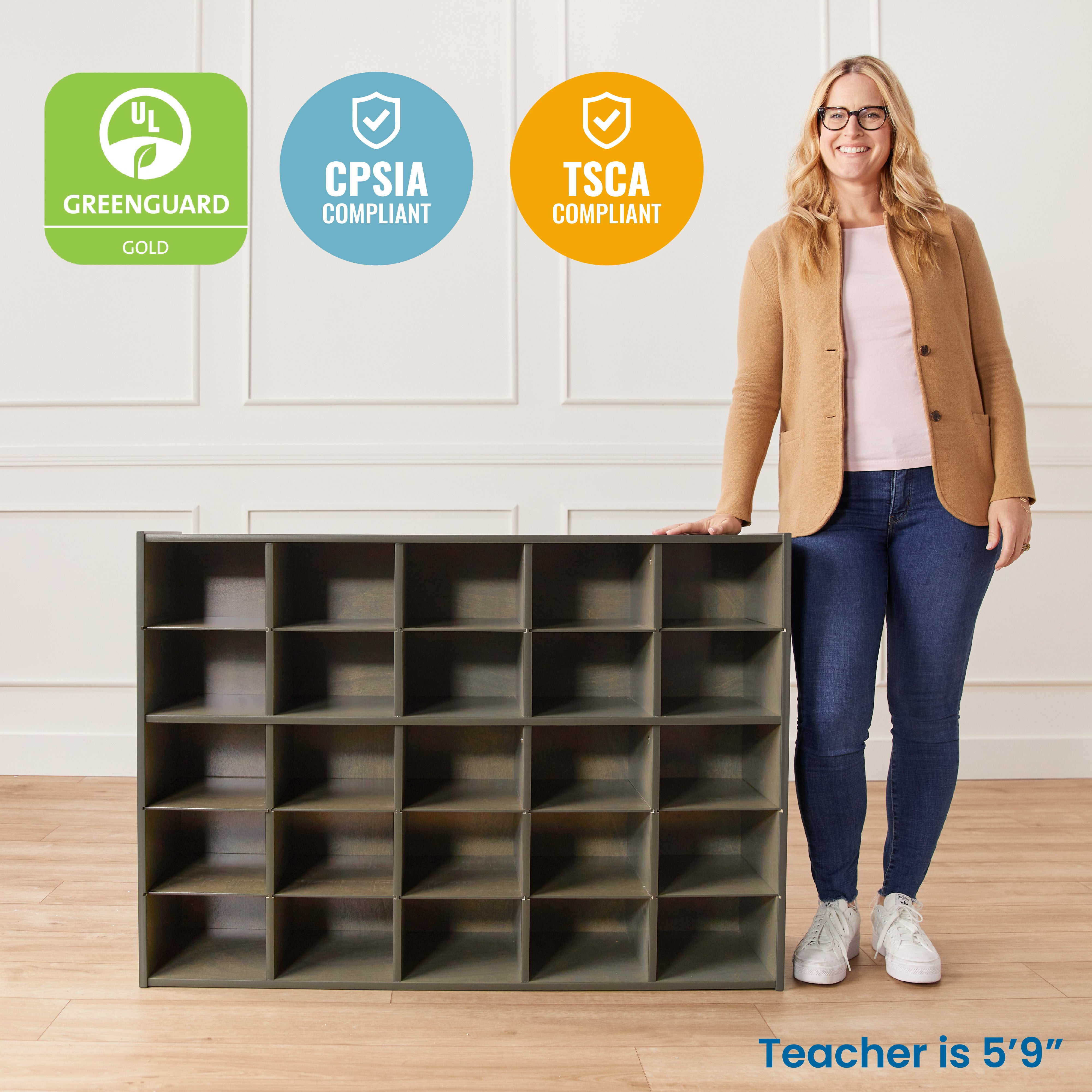 Streamline 25 Cubby Tray Storage Cabinet, 5x5