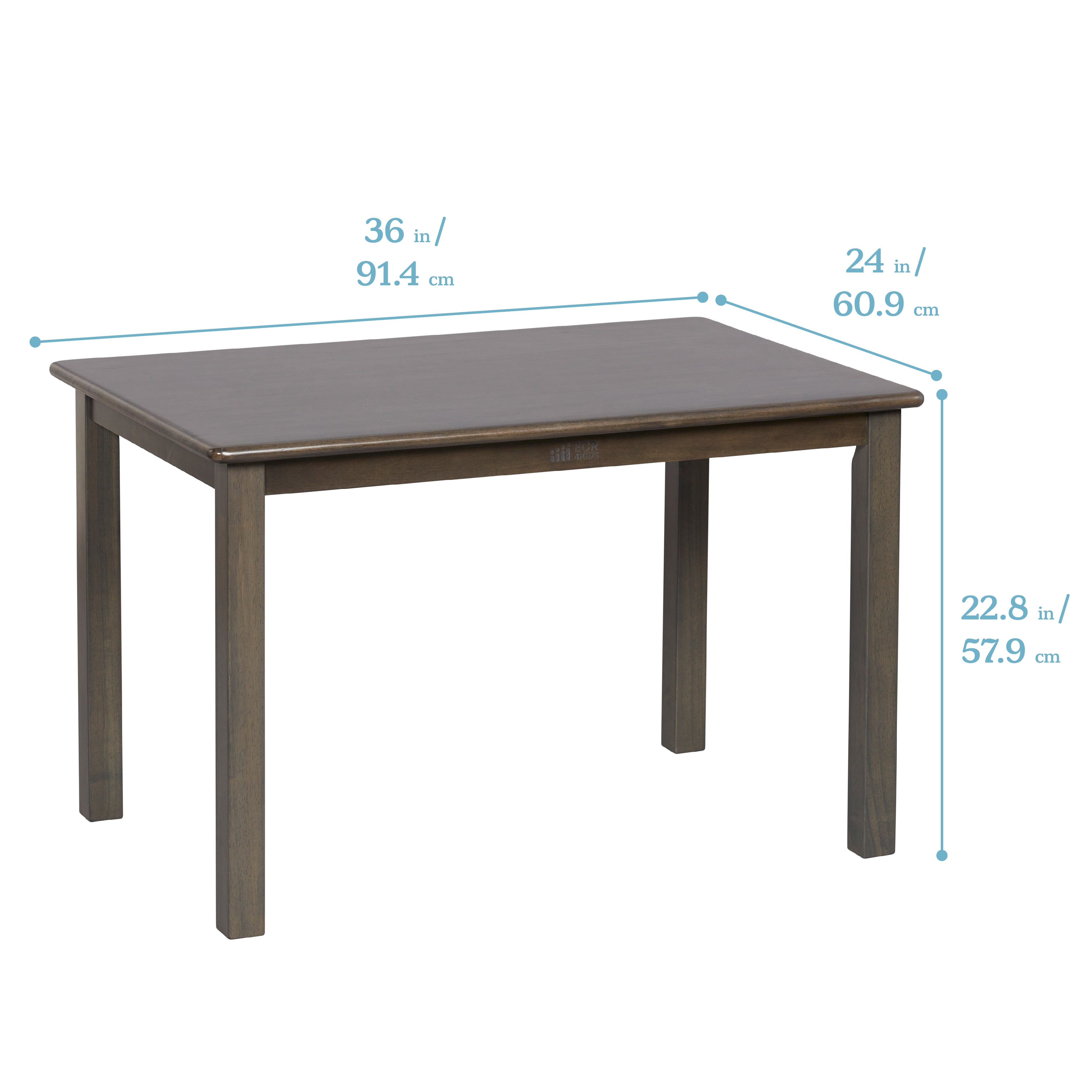 24in x 36in Rectangular Hardwood Table and Chair Set, 12in Seat Height, 3-Piece