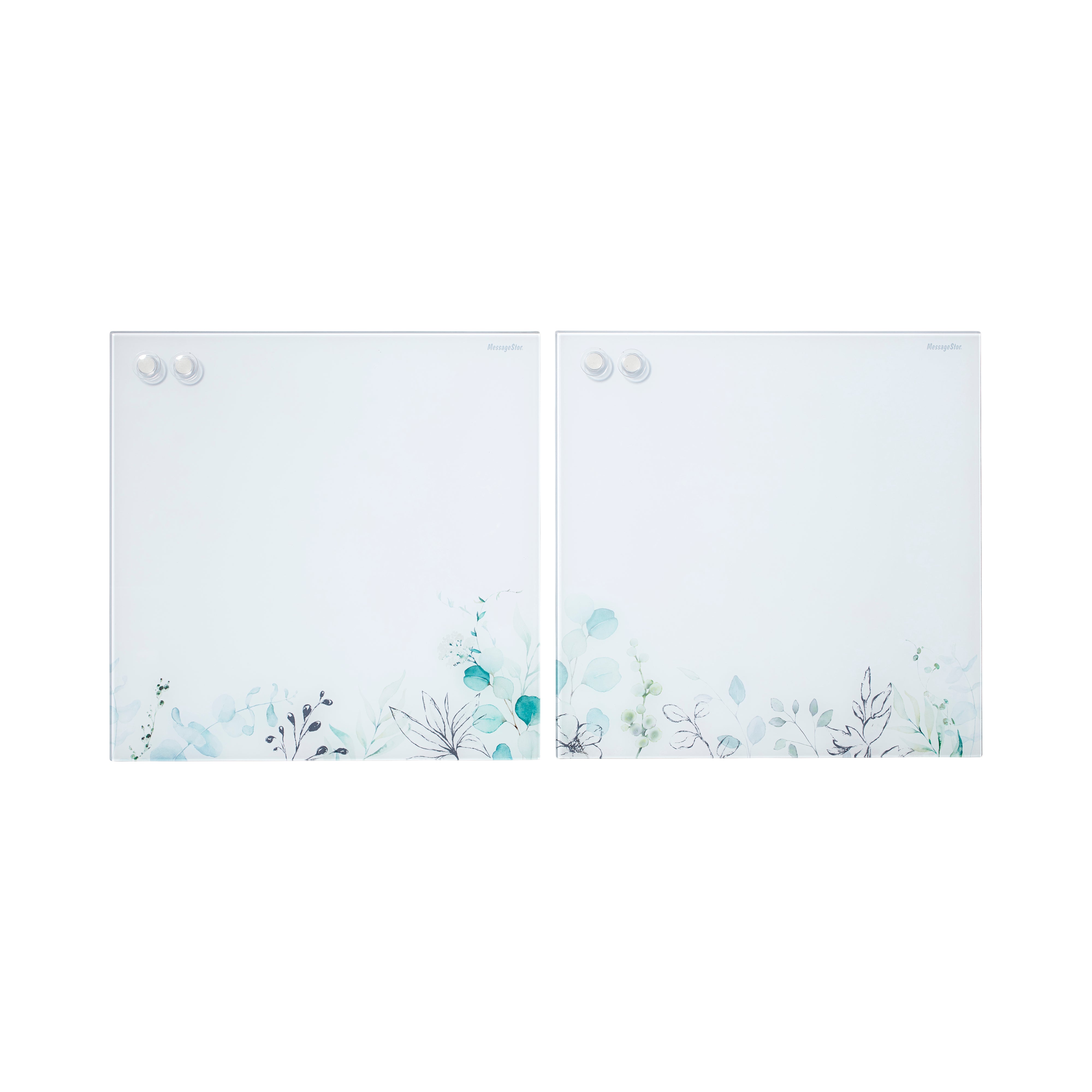 MessageStor Magnetic Dry-Erase Glass Board with Magnets, 17.5in x 17.5in, 2-Pack