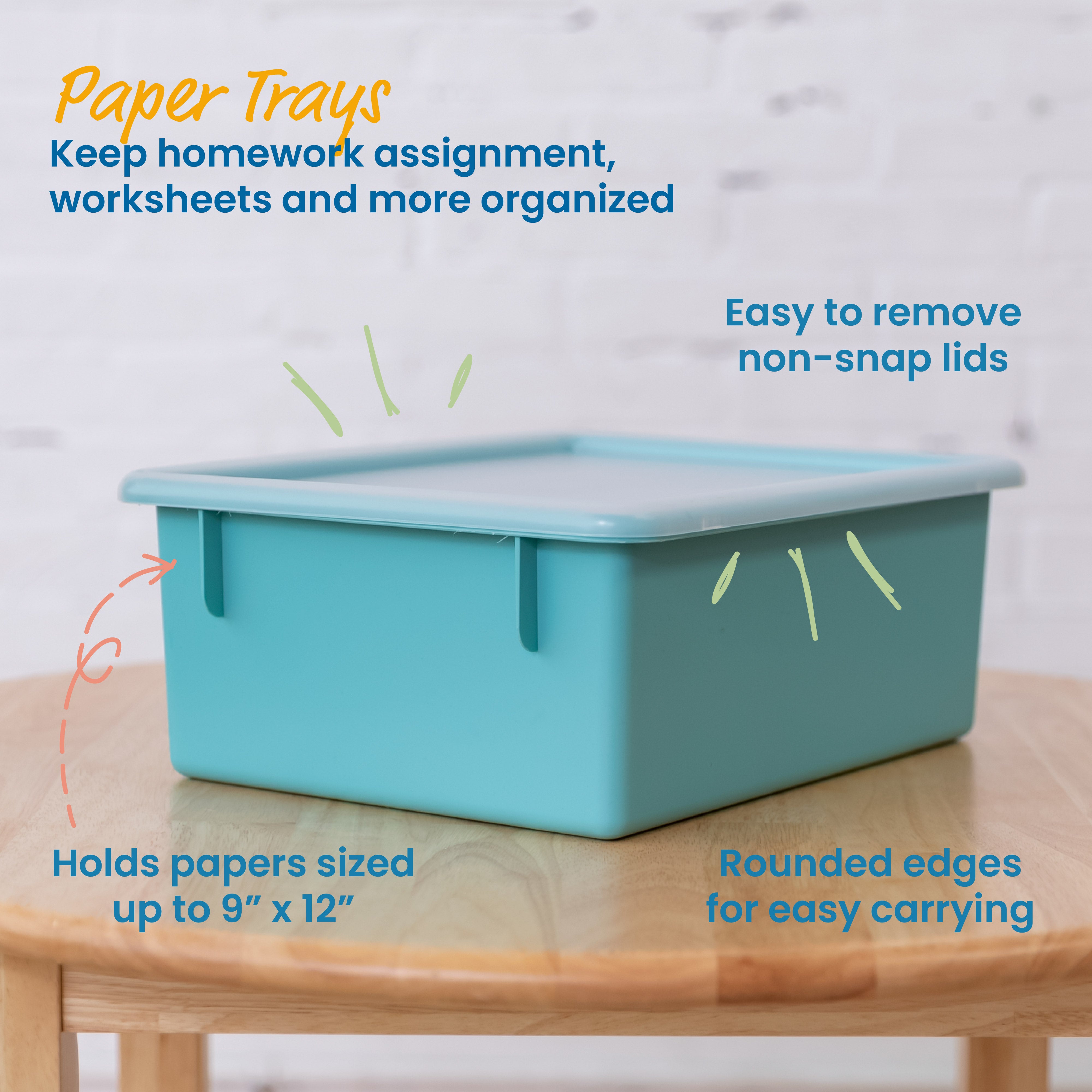 Letter Size Plastic Tray Organizer with Lids, Large, 10-Piece