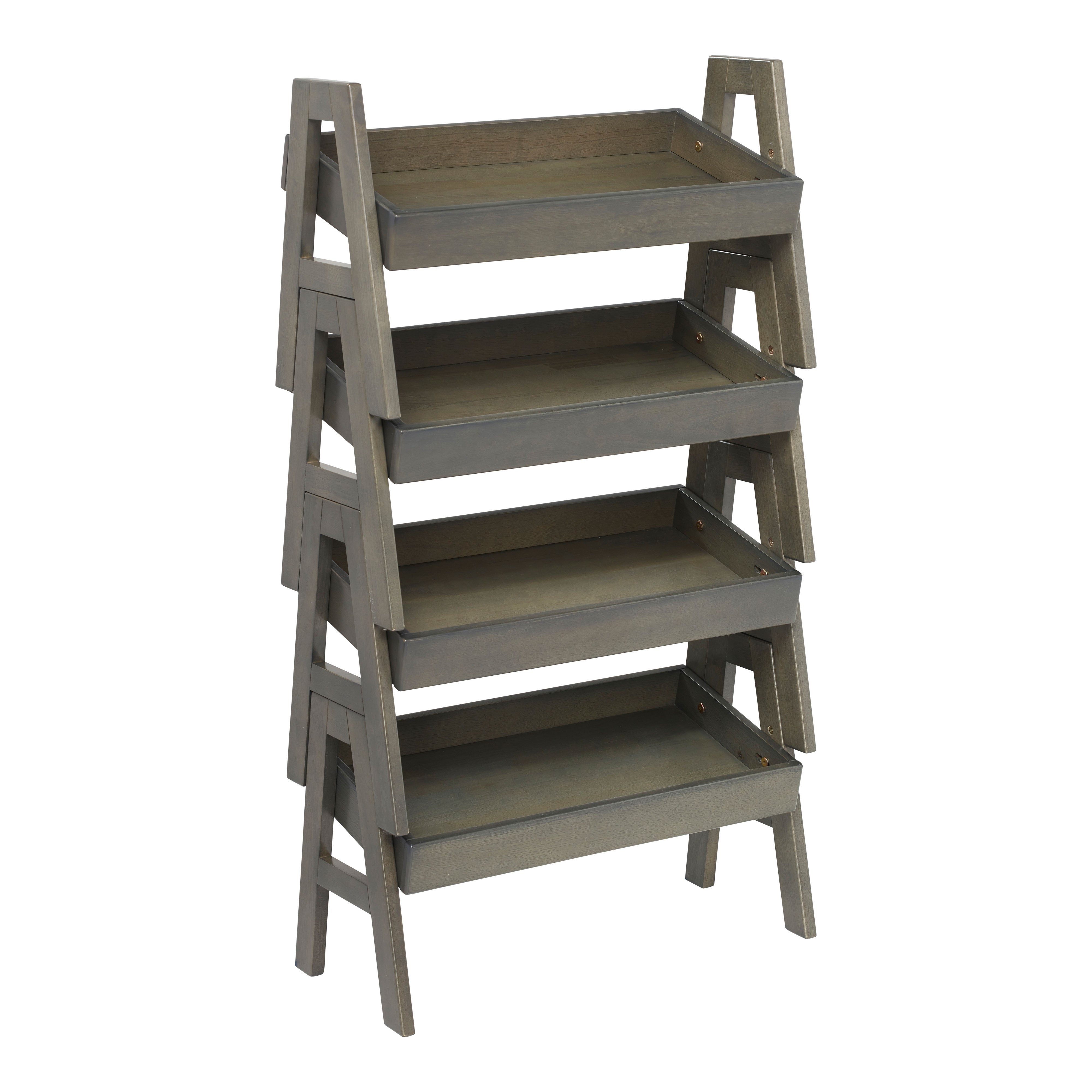 Adjustable Stacking Shelf with Full Edge, 4-Pack