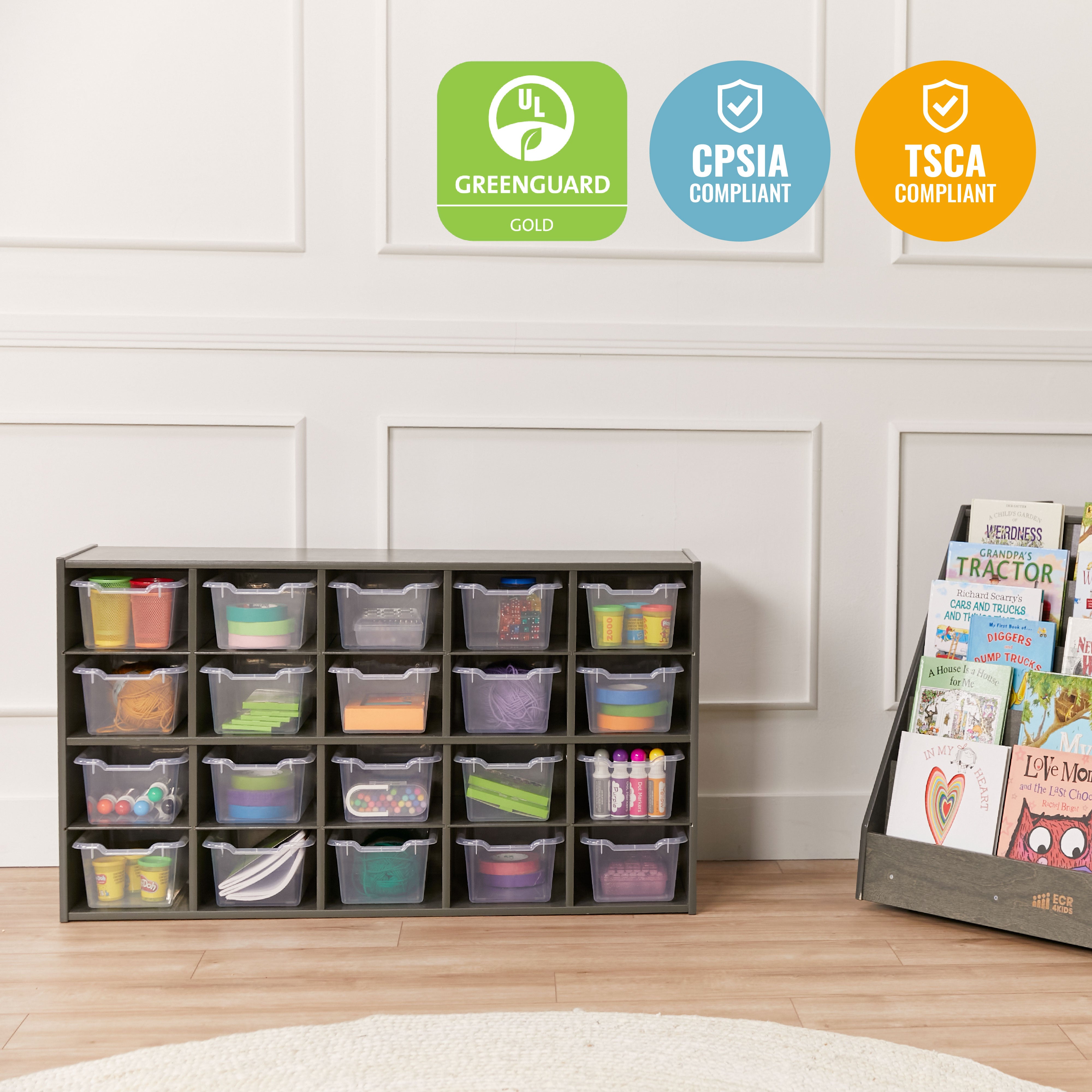 Streamline 20 Cubby Tray Cabinet with 20 Scoop Front Bins, 4x5