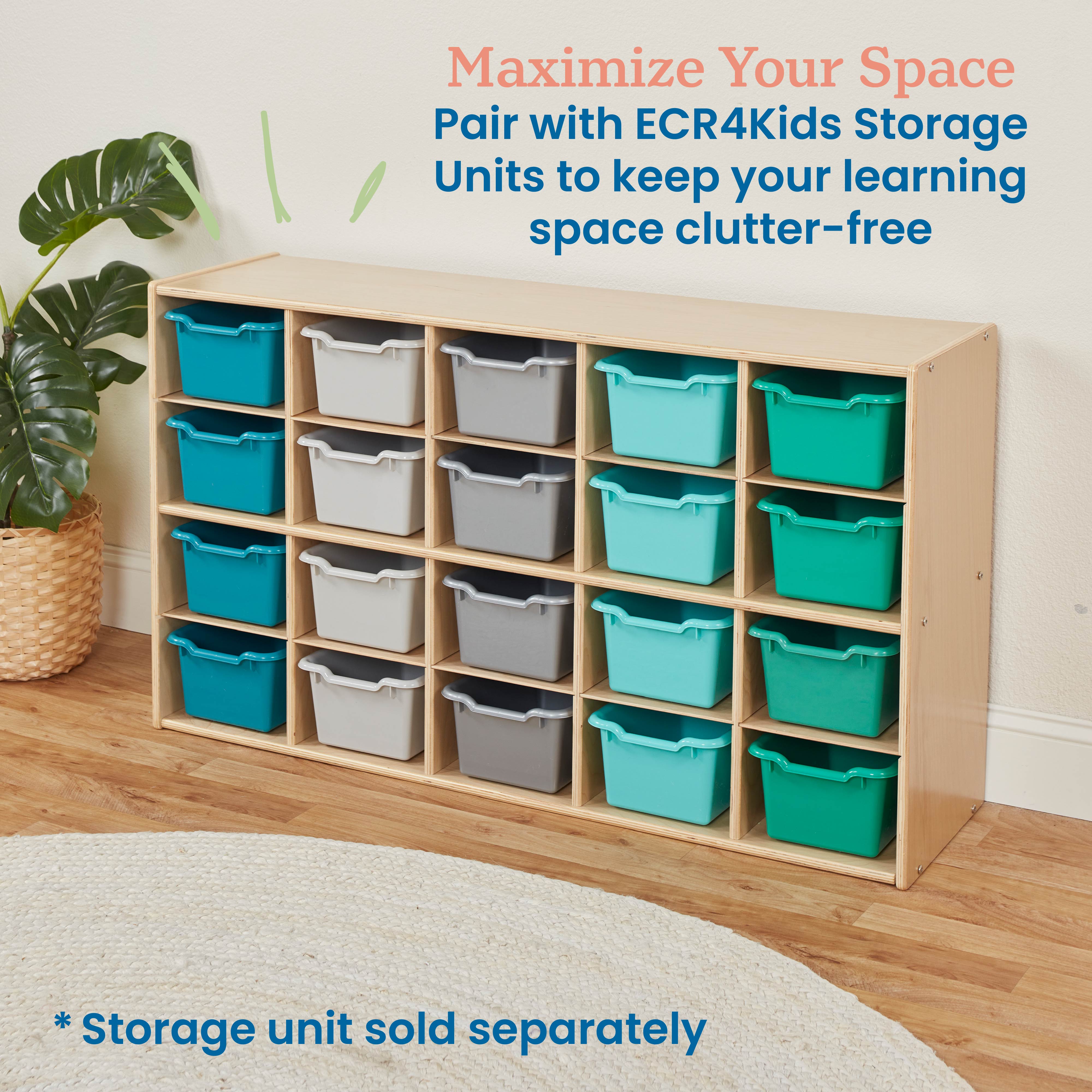 Scoop Front Plastic Storage Bins, 20-Piece