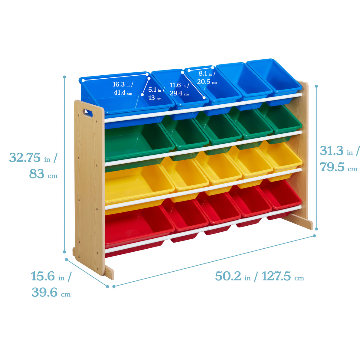 4-Tier Organizer with 20 Removable Plastic Bins, 4x5