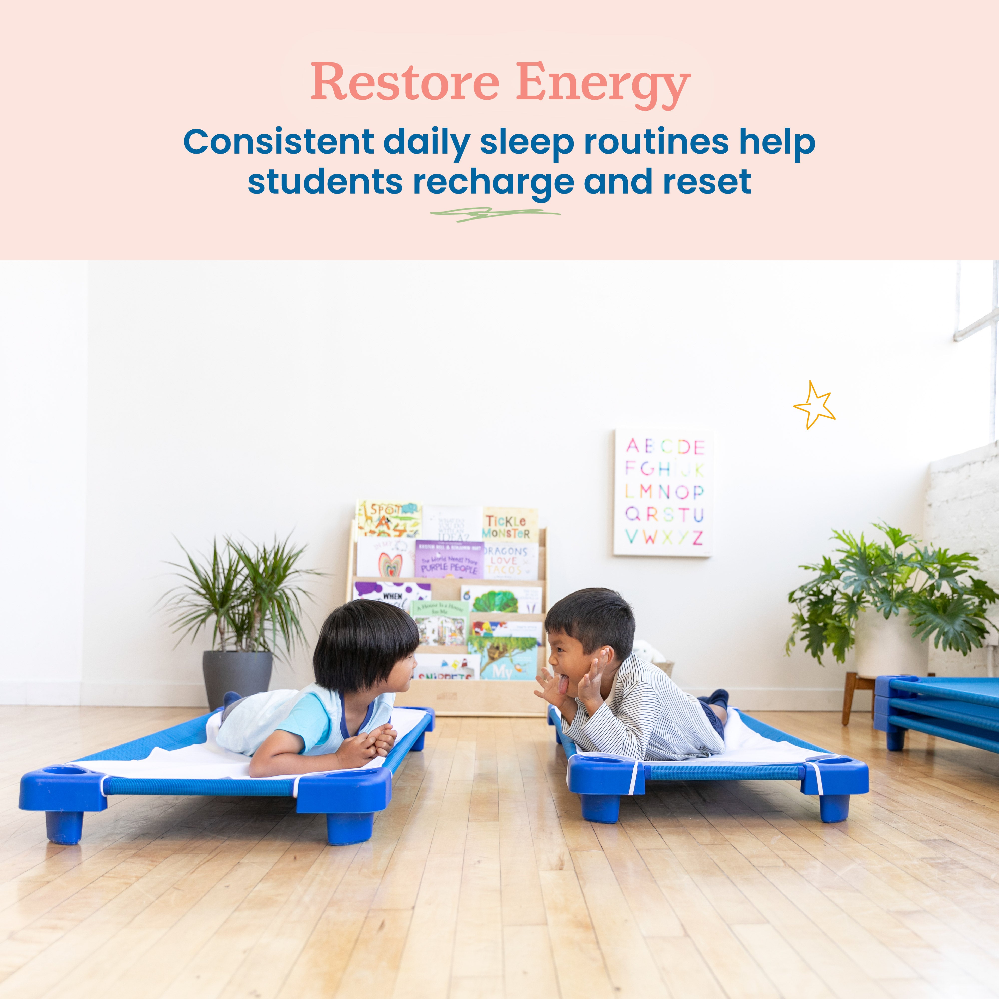 Stackable Kiddie Cot with Sheet, Ready-to-Assemble, Toddler Size, 6-Pack