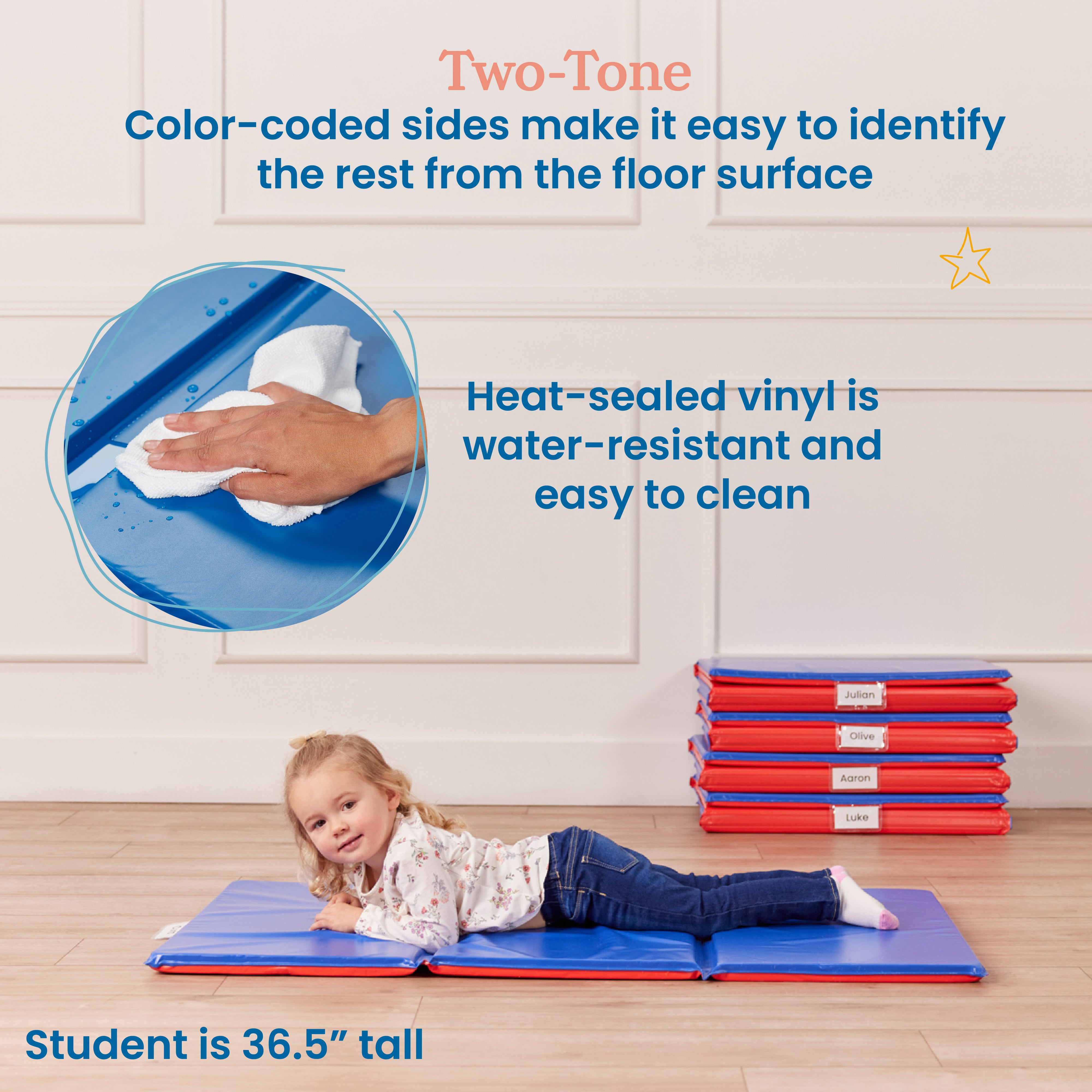 Premium Folding Rest Mat - Red/Blue