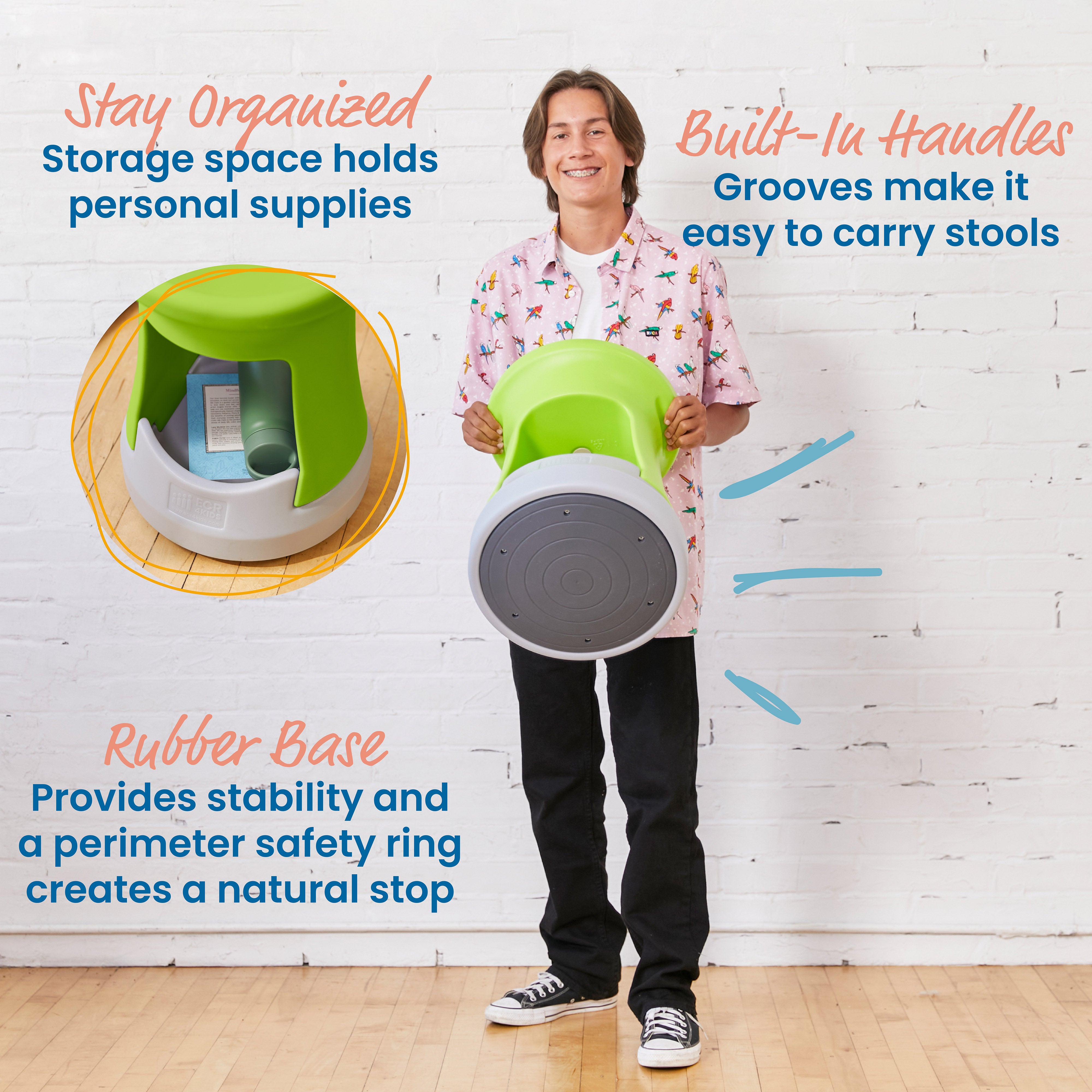 Storage Wobble Stool, 18in Seat Height