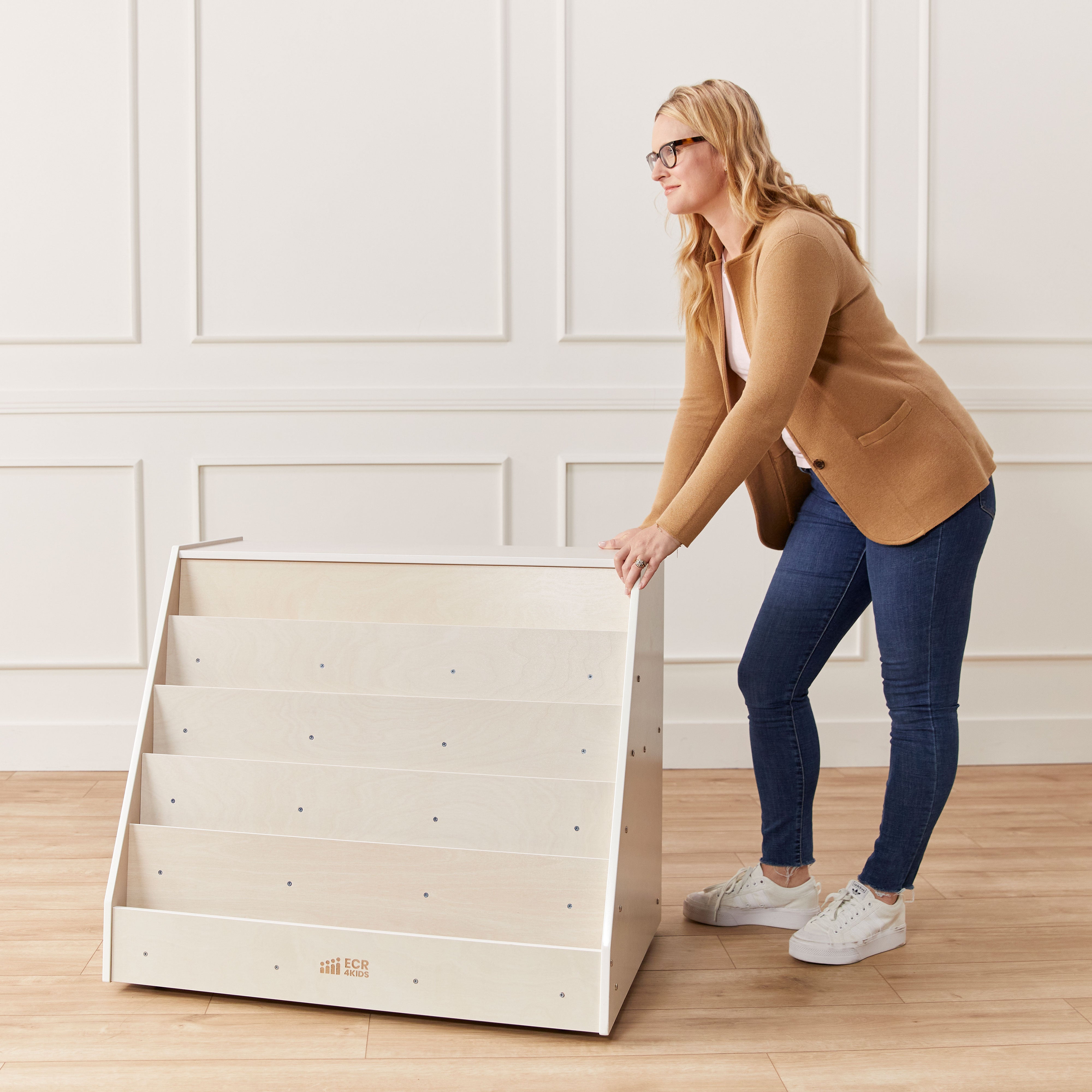 Double-Sided Mobile Book Display with Storage