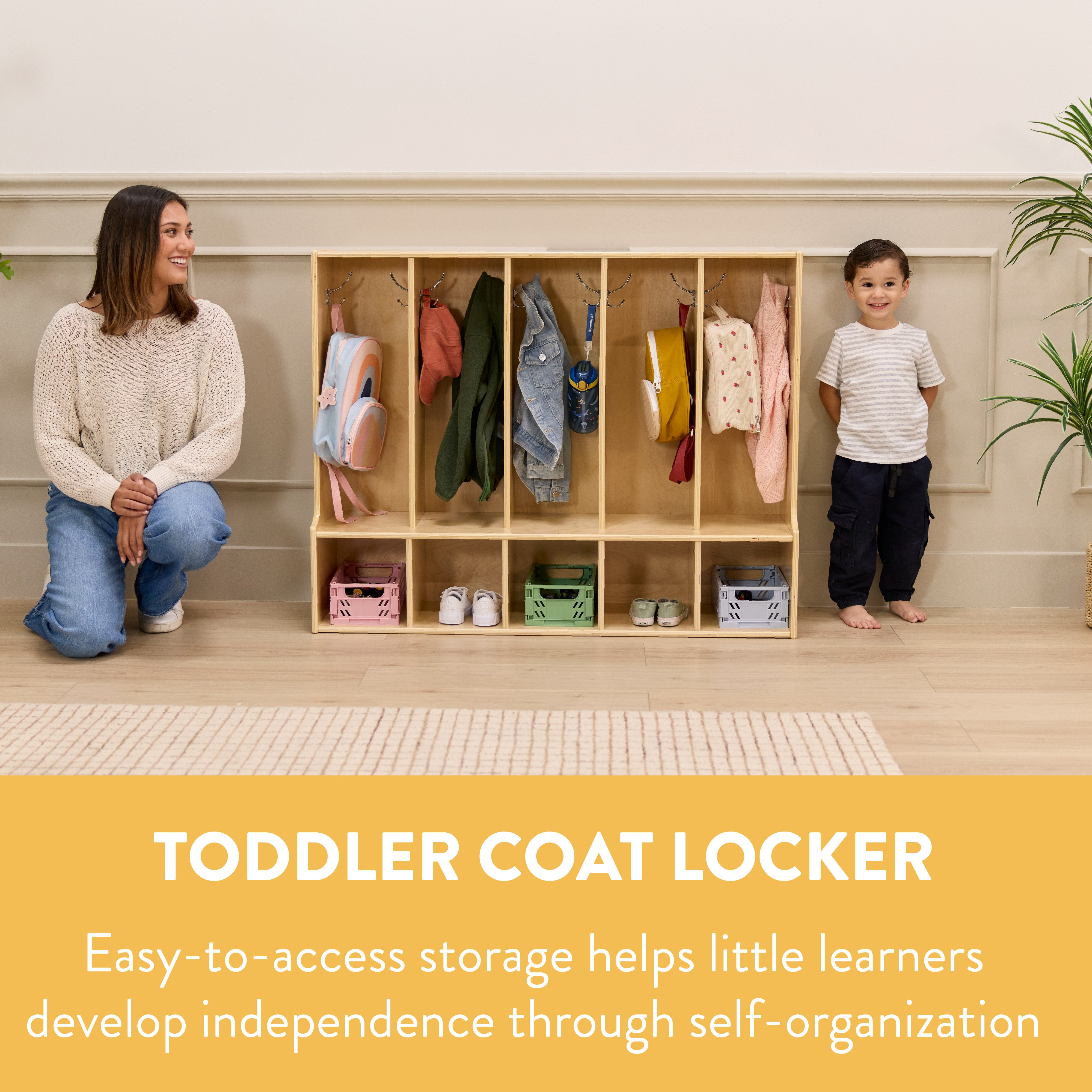 Sleekline 5-Section Toddler Coat Locker with Bench