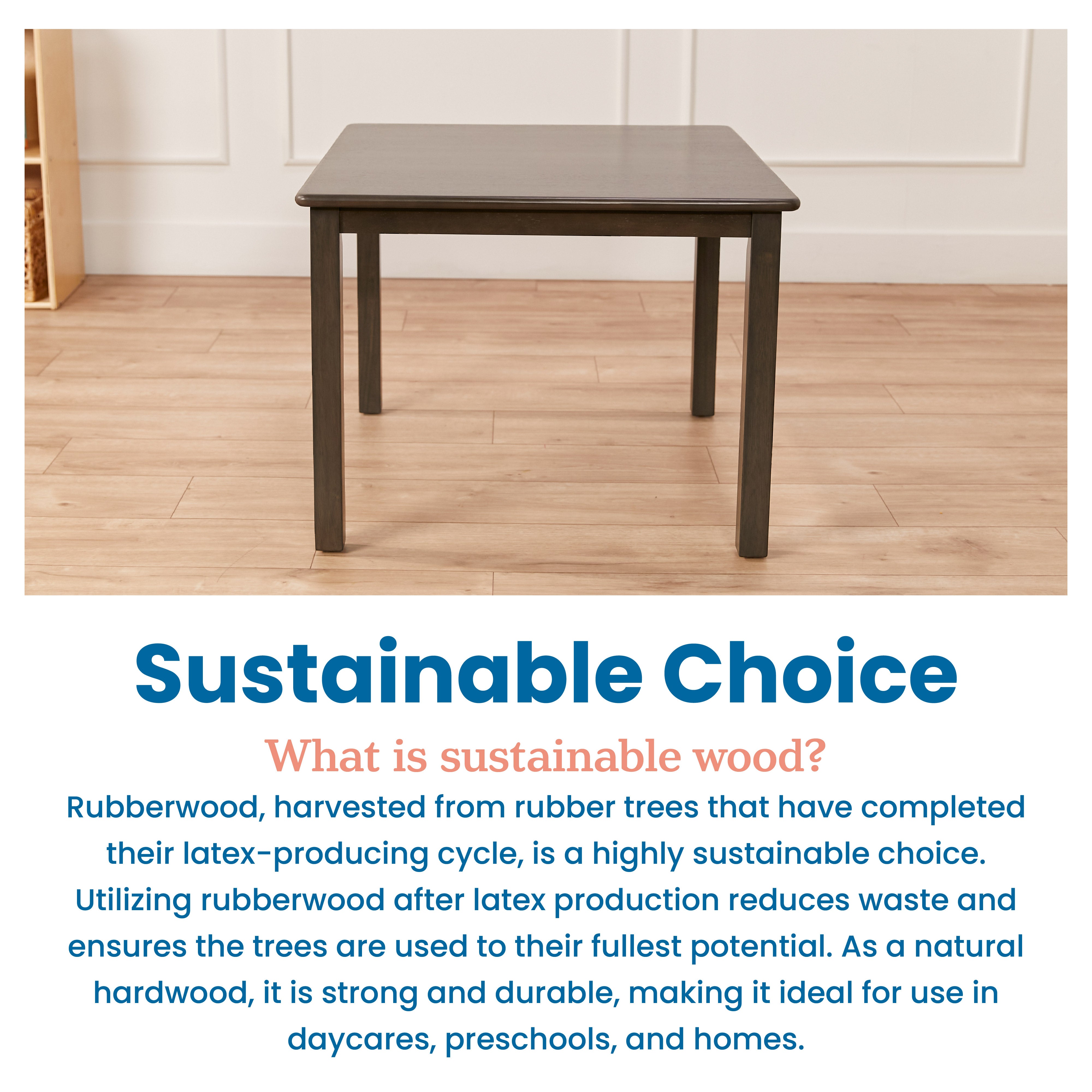 30in Square Hardwood Table with 22in Legs