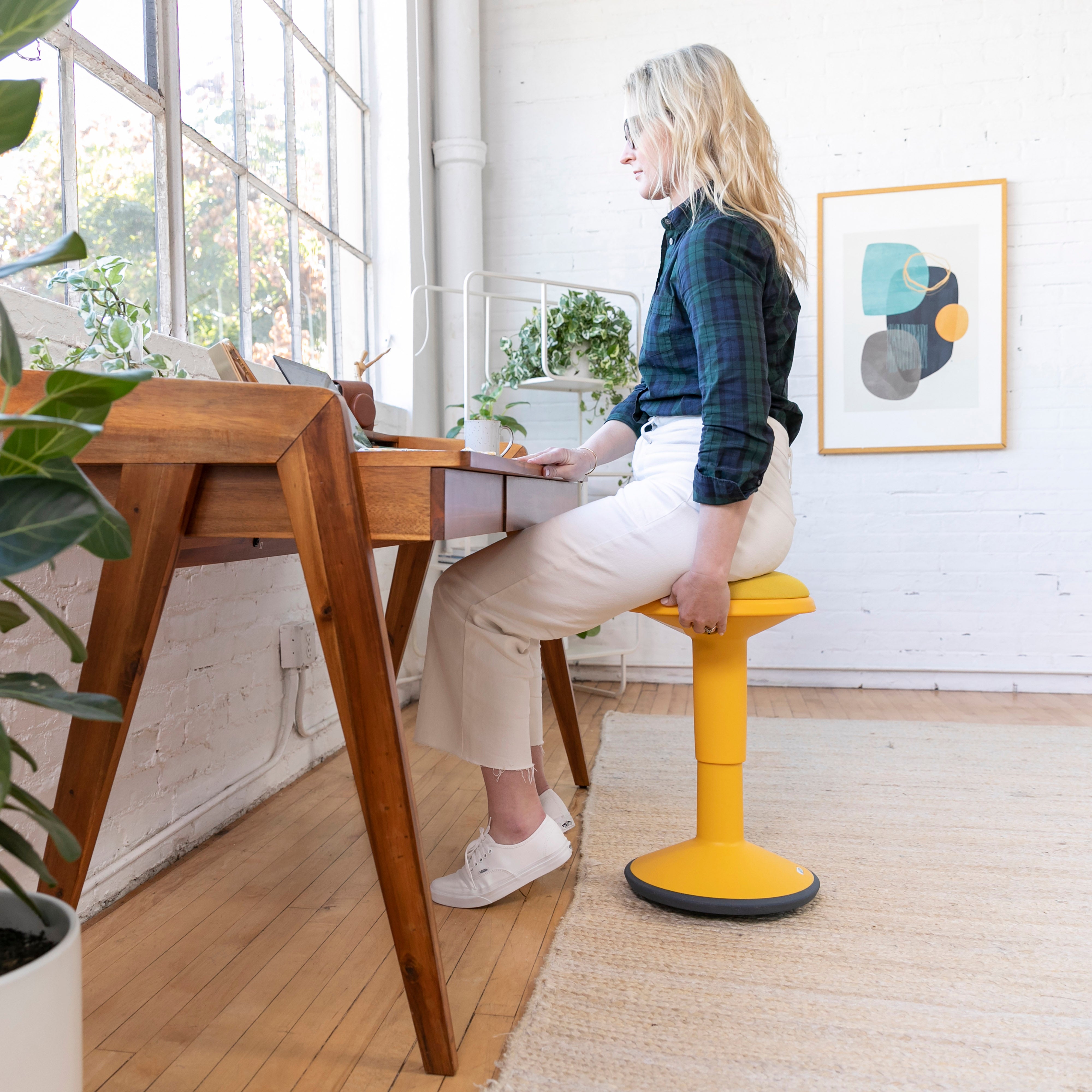 Sitwell Wobble Stool with Cushion, Adjustable Height