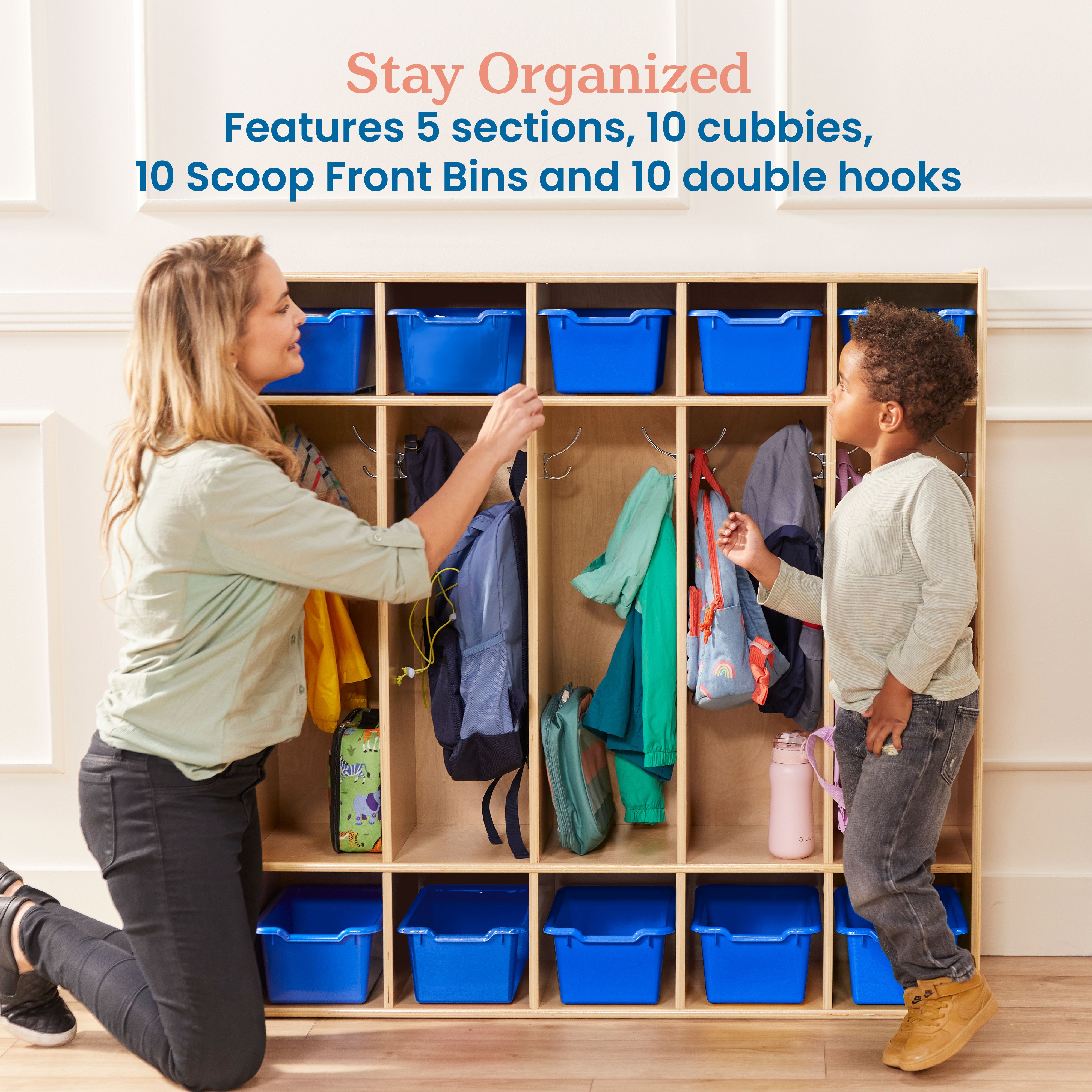 Streamline 5-Section Coat Locker and 10 Scoop Front Bins