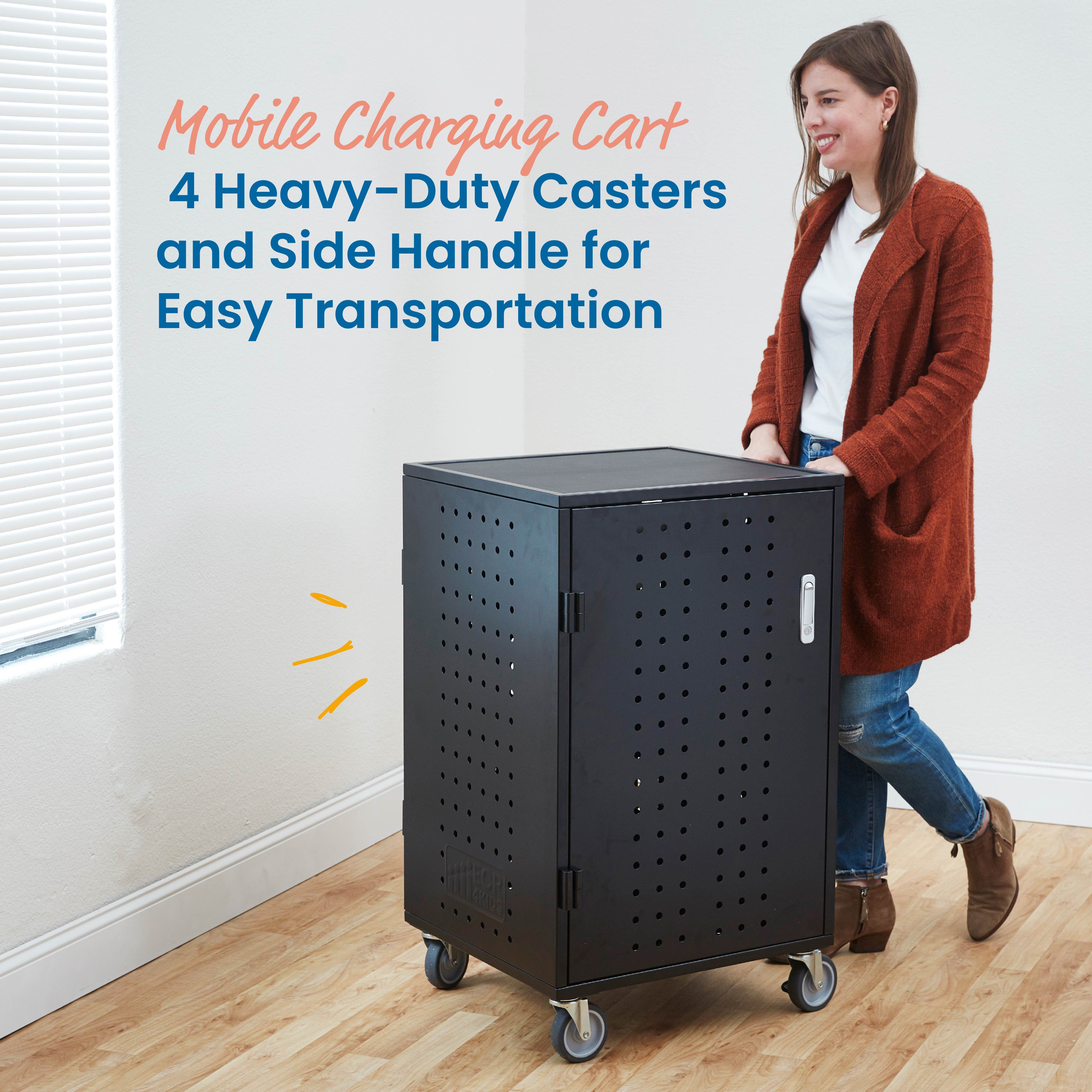 30-Bay Mobile Charging Cart, Storage for Laptops and Tablets