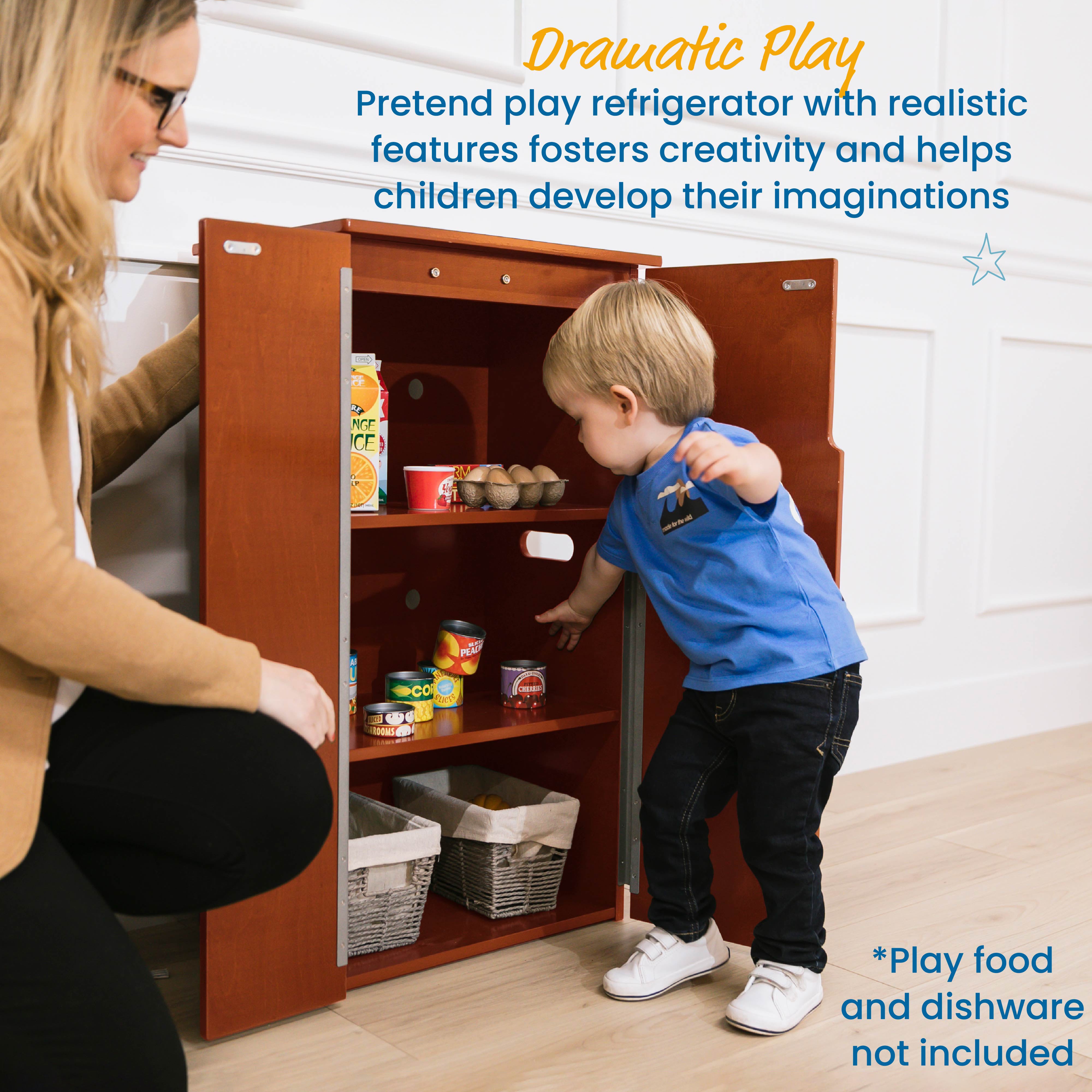 Play Kitchen Refrigerator, Wooden Playset