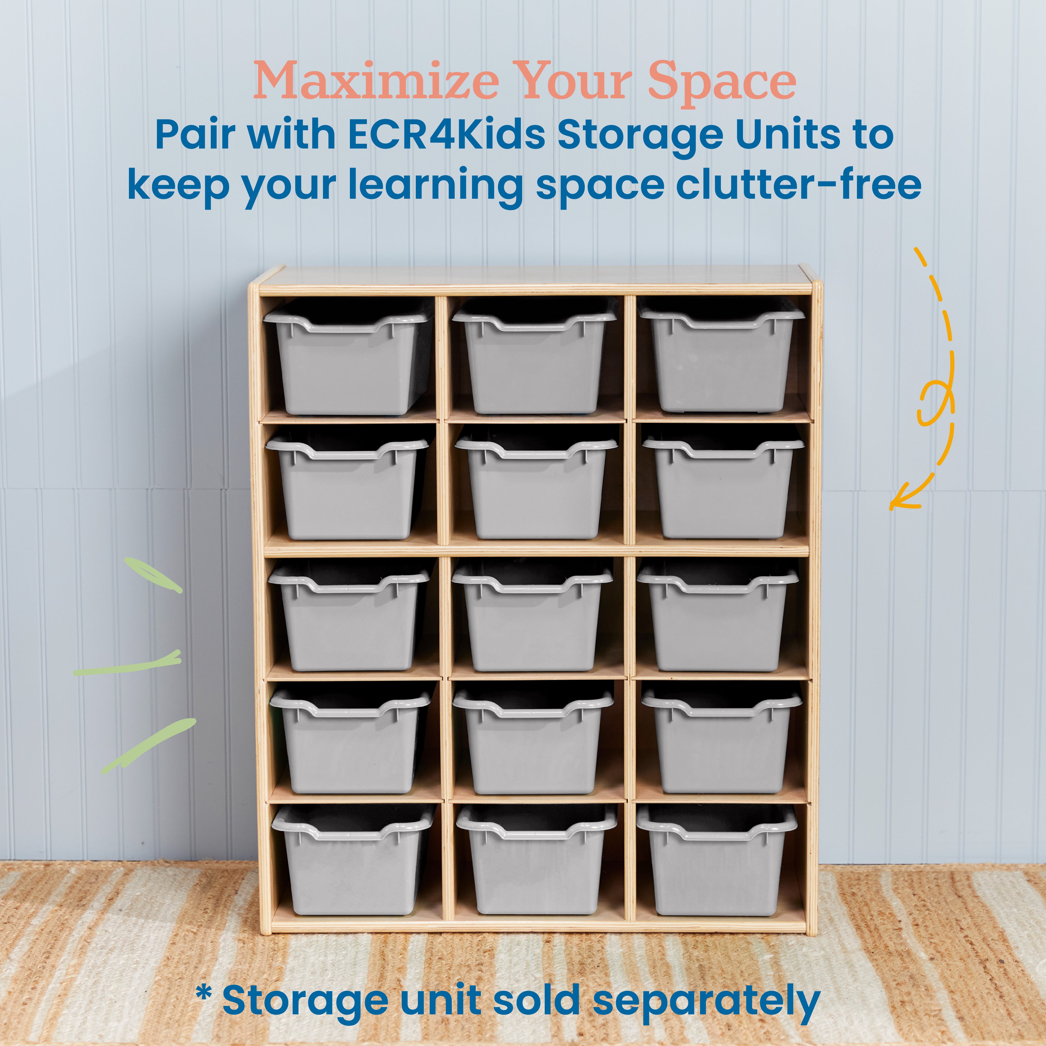 Scoop Front Storage Bin, 15-Piece